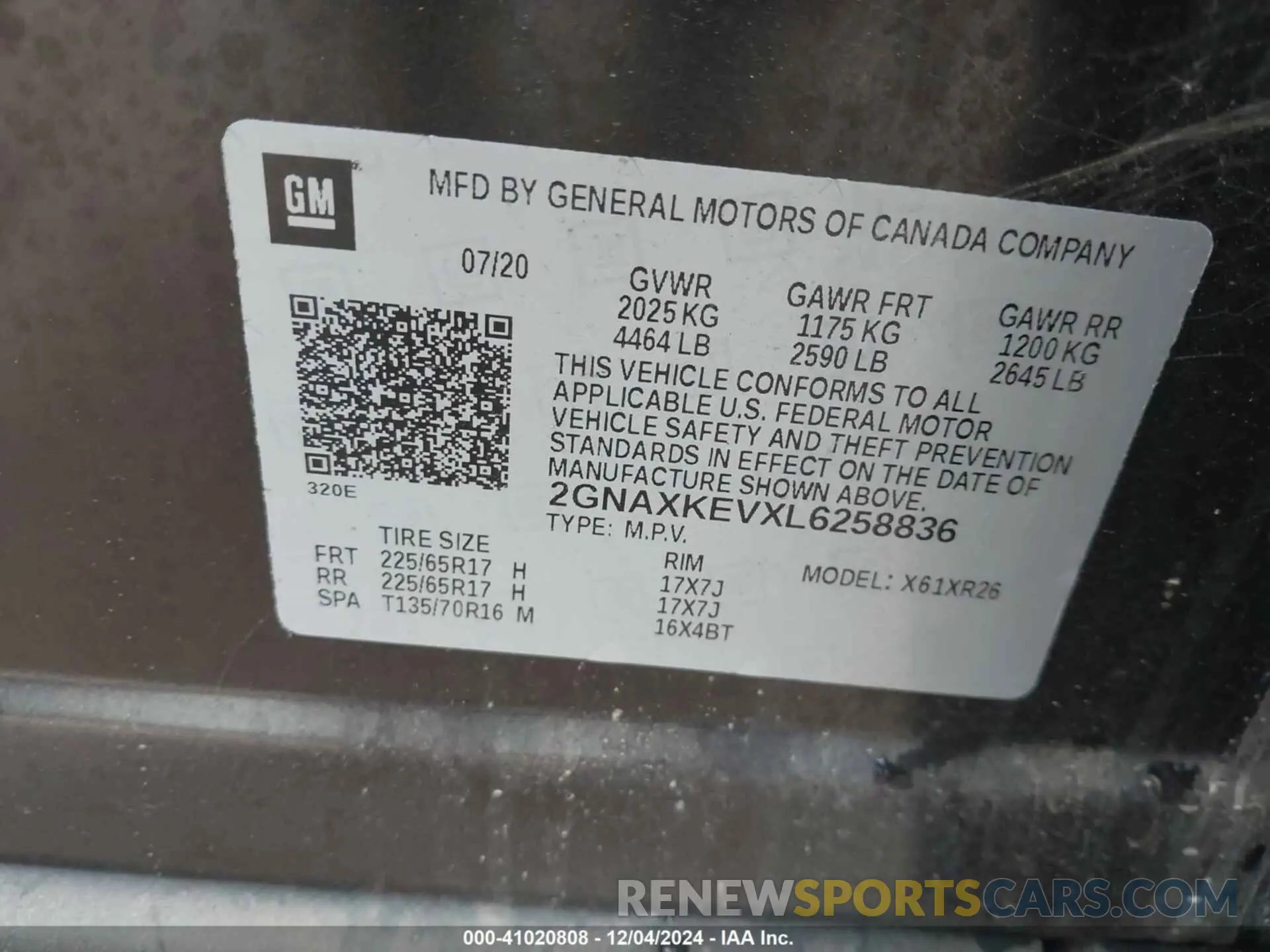 9 fotografías del automóvil dañado 2GNAXKEVXL6258836 CHEVROLET EQUINOX 2020