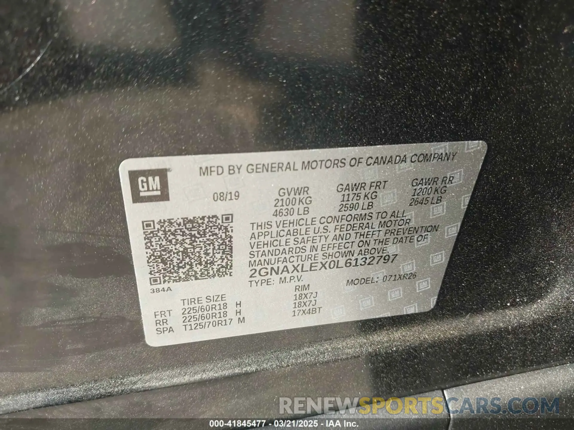 9 fotografías del automóvil dañado 2GNAXLEX0L6132797 CHEVROLET EQUINOX 2020