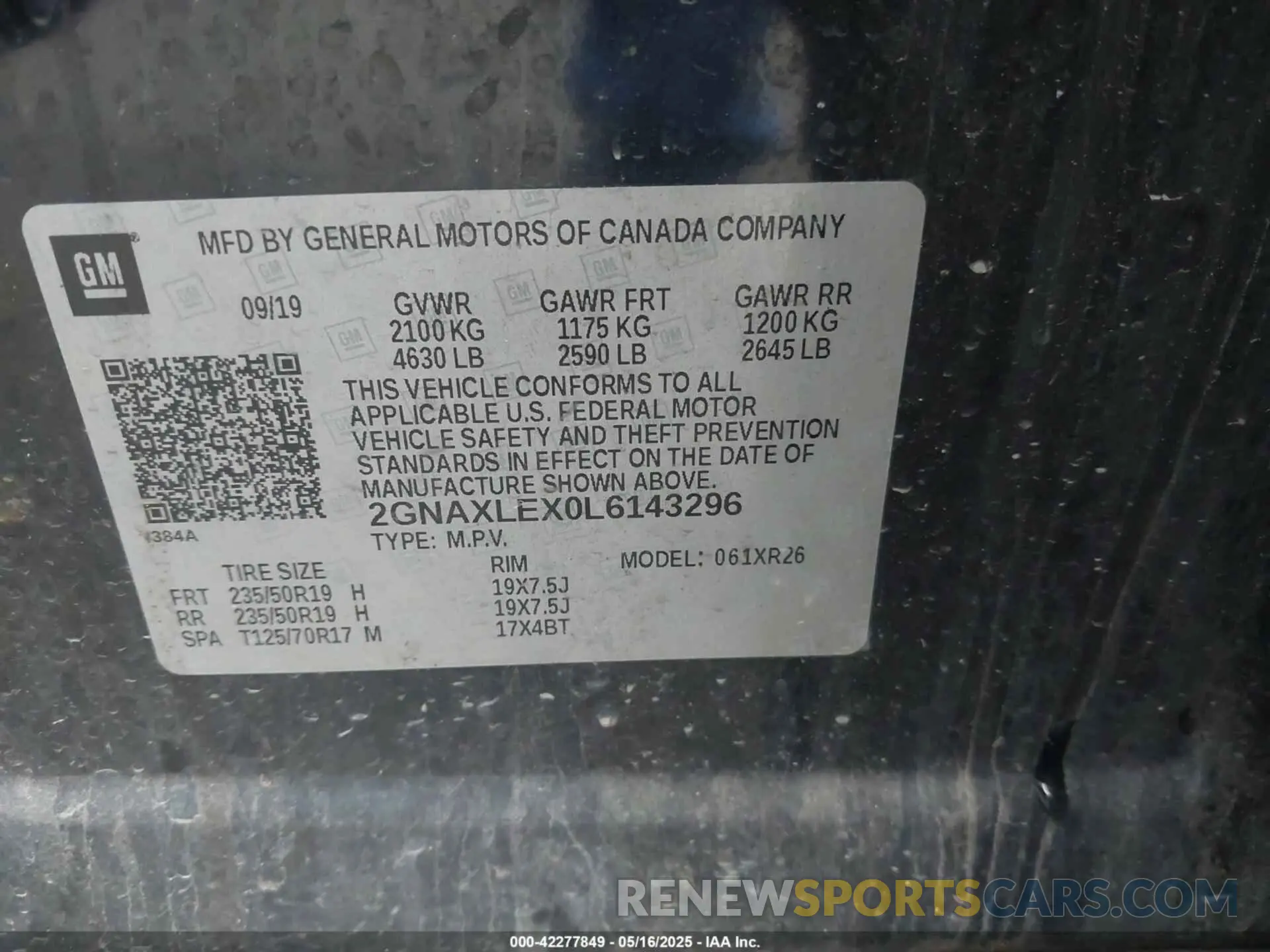 9 fotografías del automóvil dañado 2GNAXLEX0L6143296 CHEVROLET EQUINOX 2020