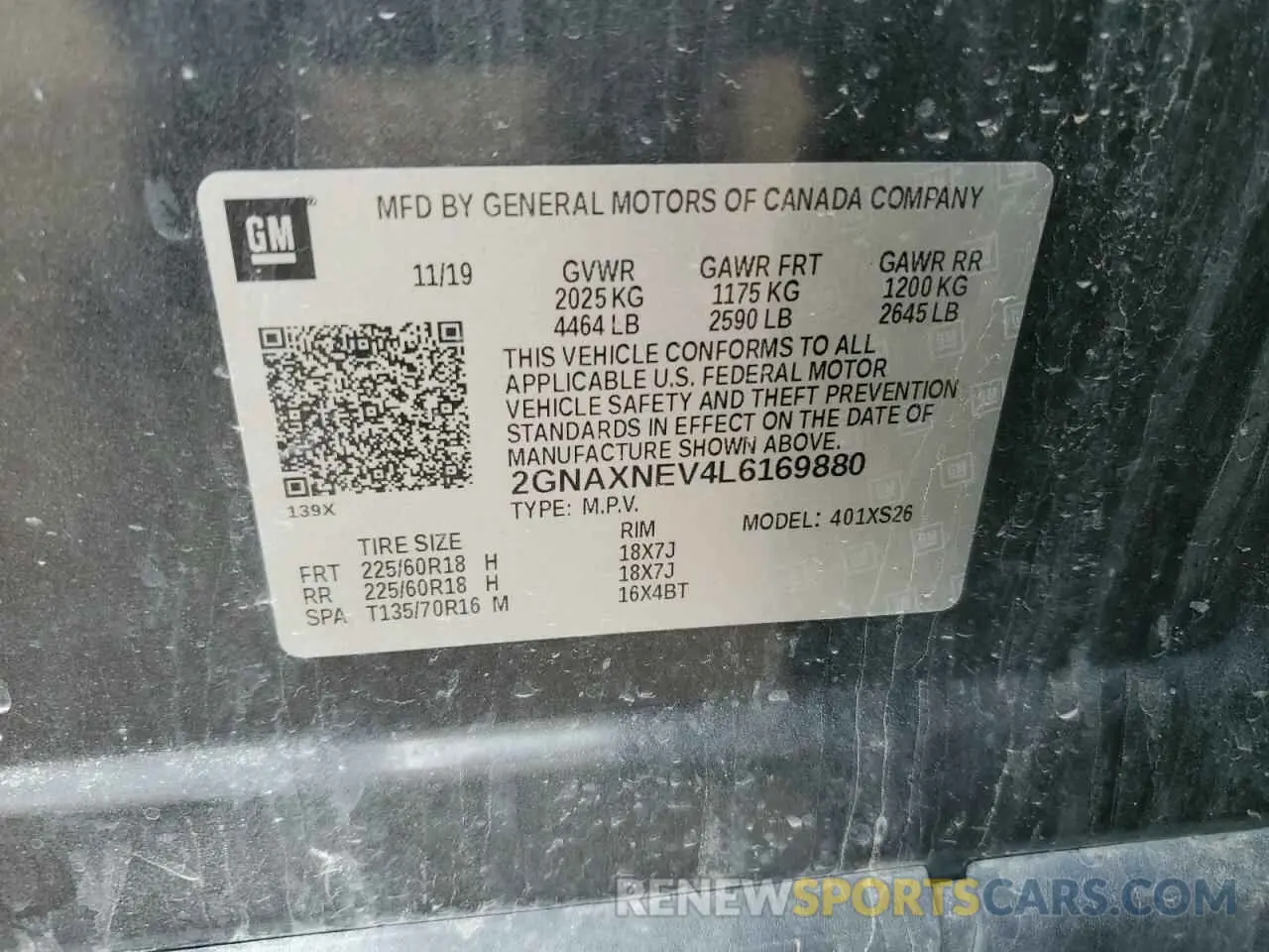 13 fotografías del automóvil dañado 2GNAXNEV4L6169880 CHEVROLET EQUINOX 2020