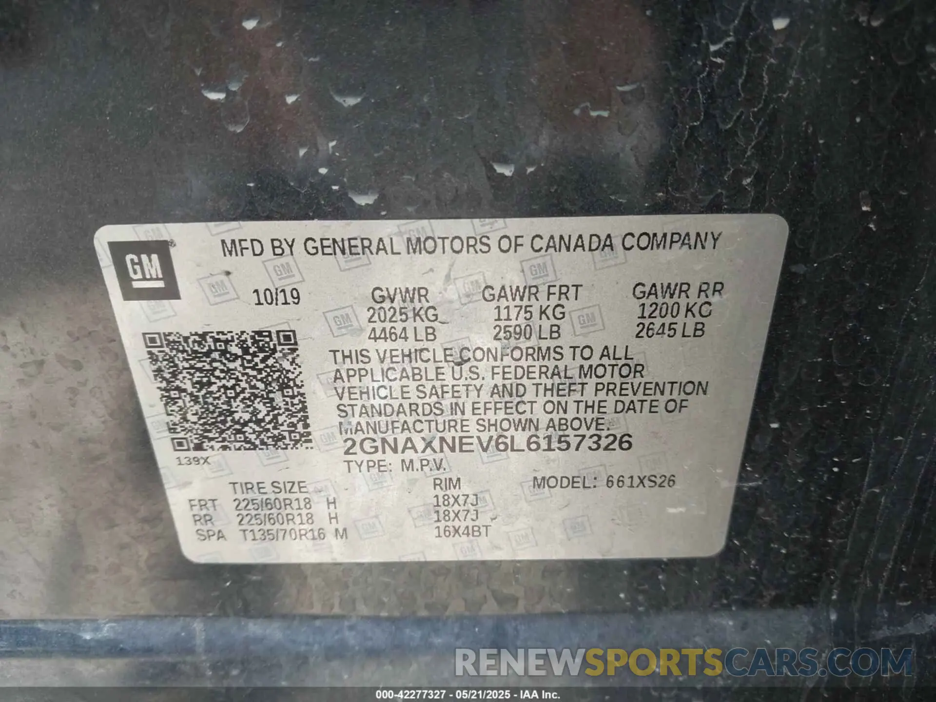 9 fotografías del automóvil dañado 2GNAXNEV6L6157326 CHEVROLET EQUINOX 2020