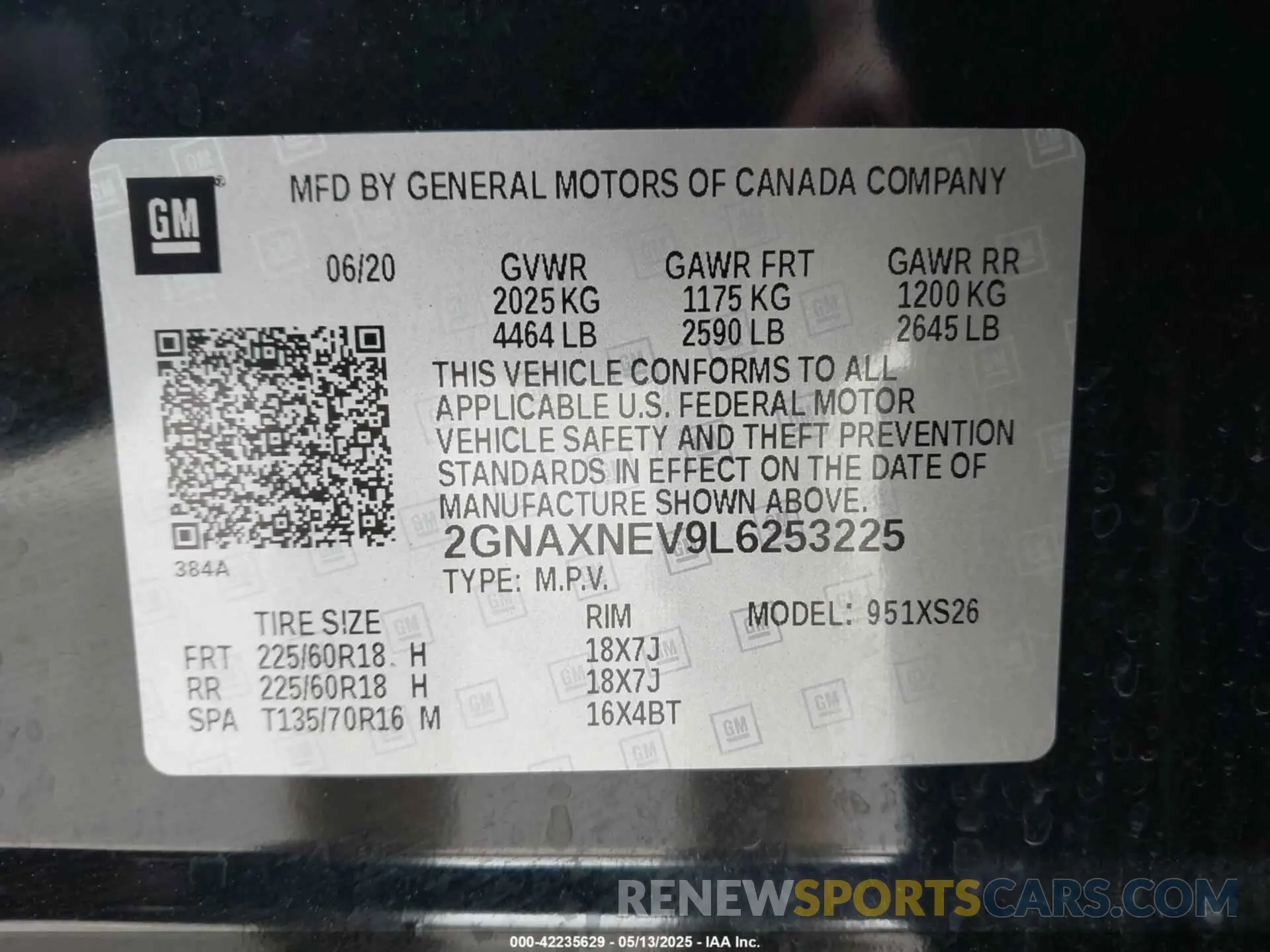 9 fotografías del automóvil dañado 2GNAXNEV9L6253225 CHEVROLET EQUINOX 2020