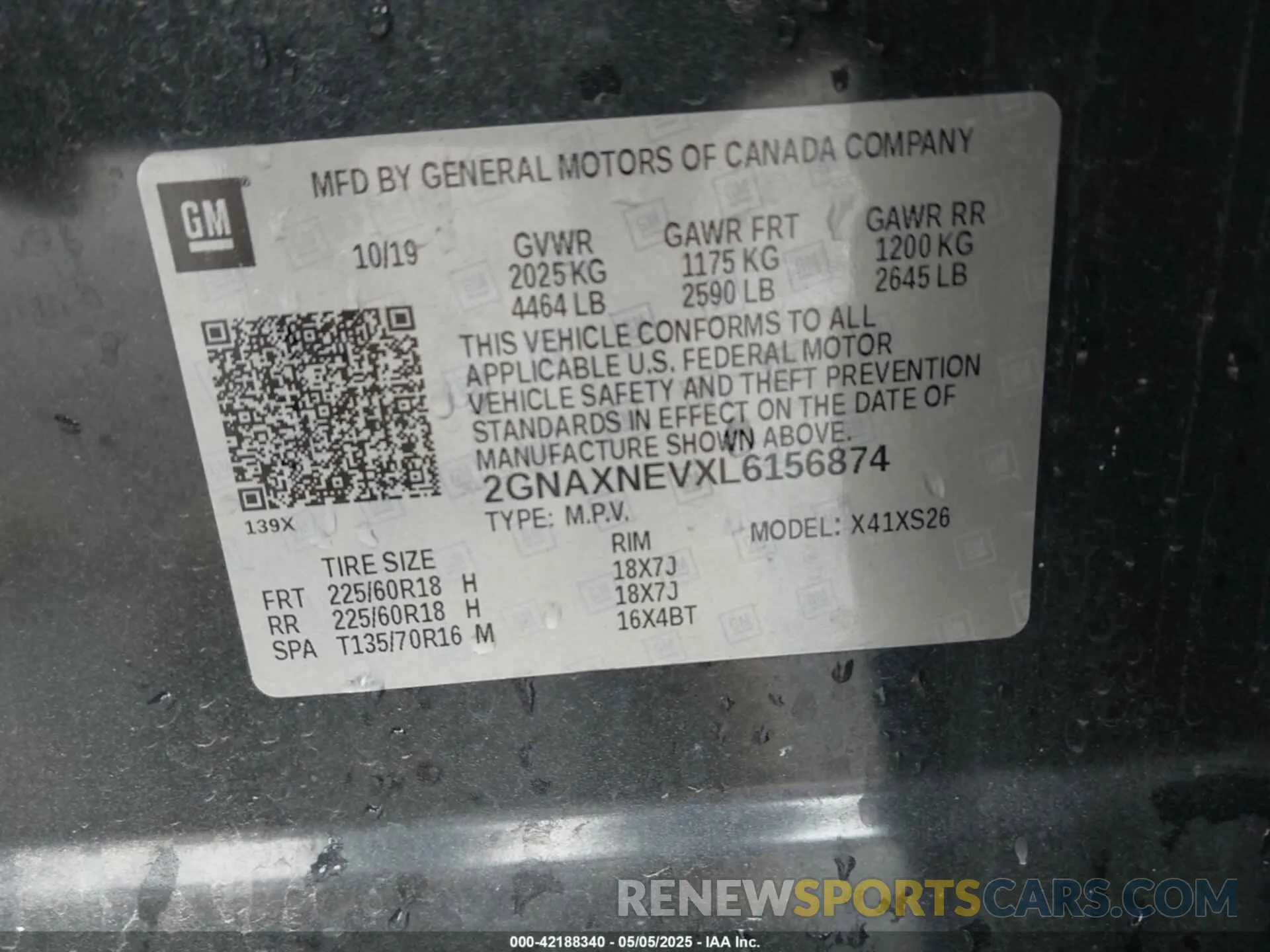 9 fotografías del automóvil dañado 2GNAXNEVXL6156874 CHEVROLET EQUINOX 2020