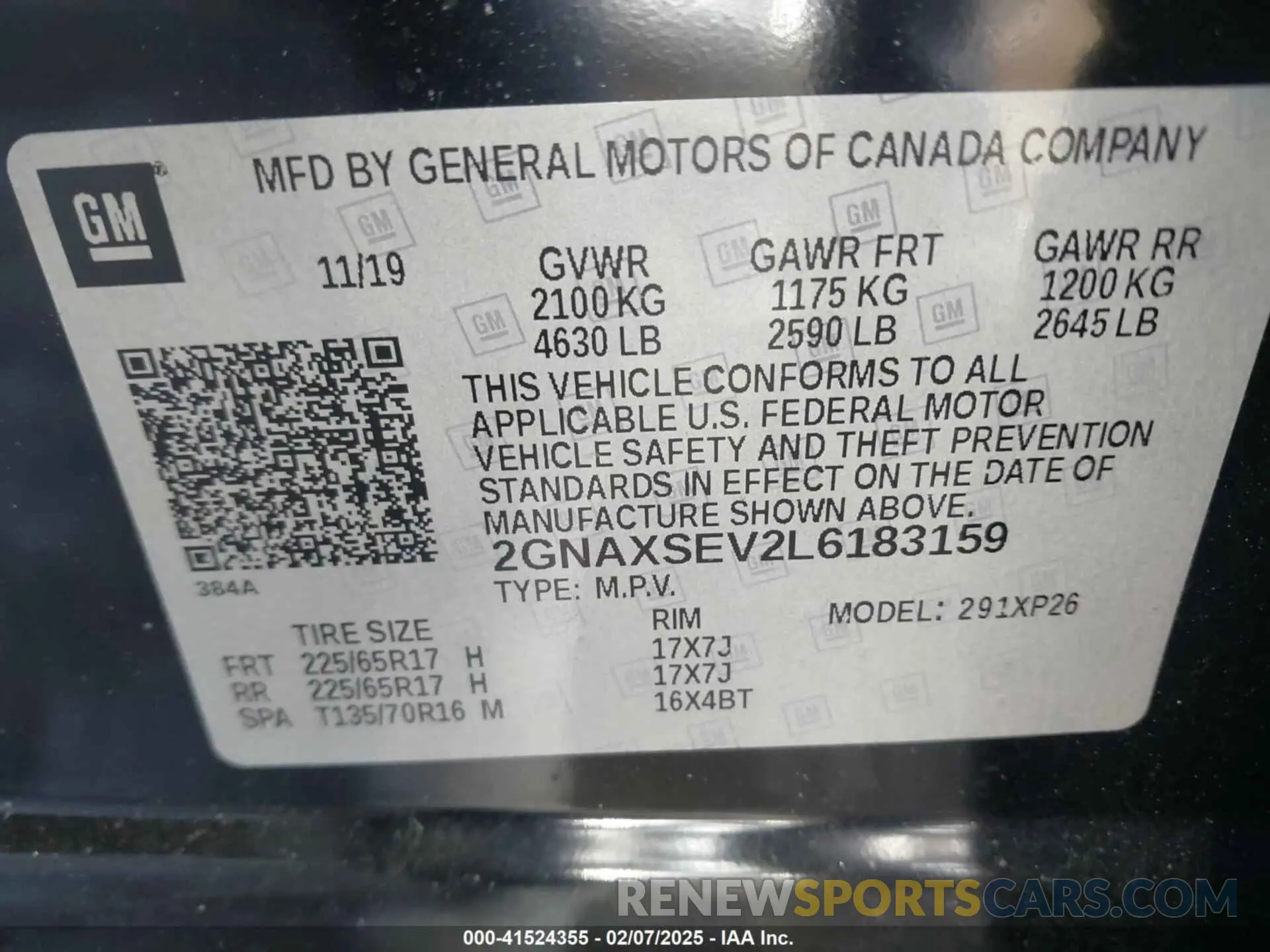 9 fotografías del automóvil dañado 2GNAXSEV2L6183159 CHEVROLET EQUINOX 2020
