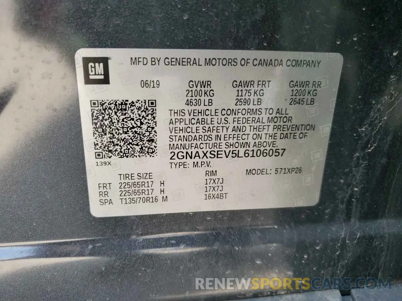13 fotografías del automóvil dañado 2GNAXSEV5L6106057 CHEVROLET EQUINOX 2020