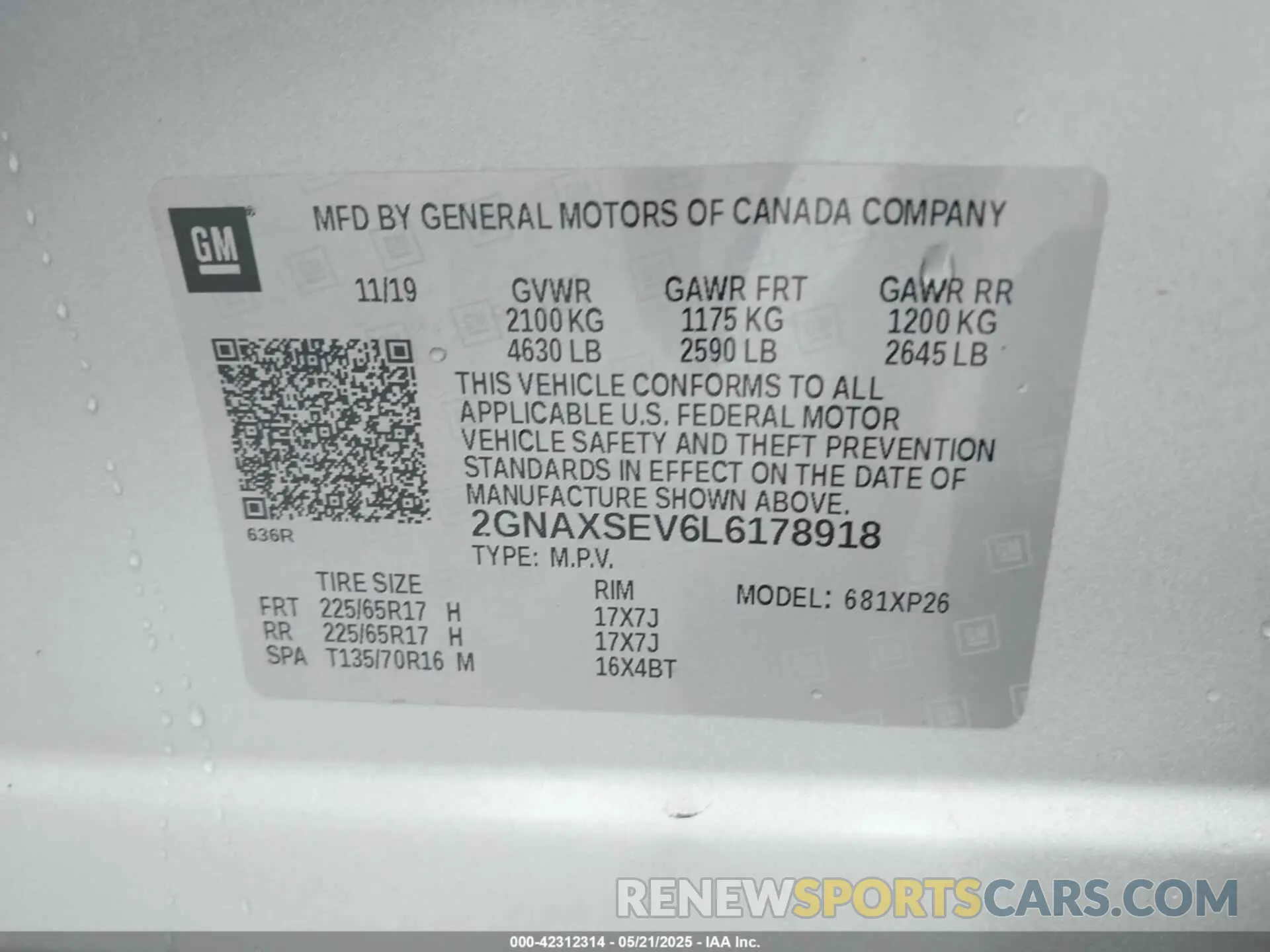 9 fotografías del automóvil dañado 2GNAXSEV6L6178918 CHEVROLET EQUINOX 2020