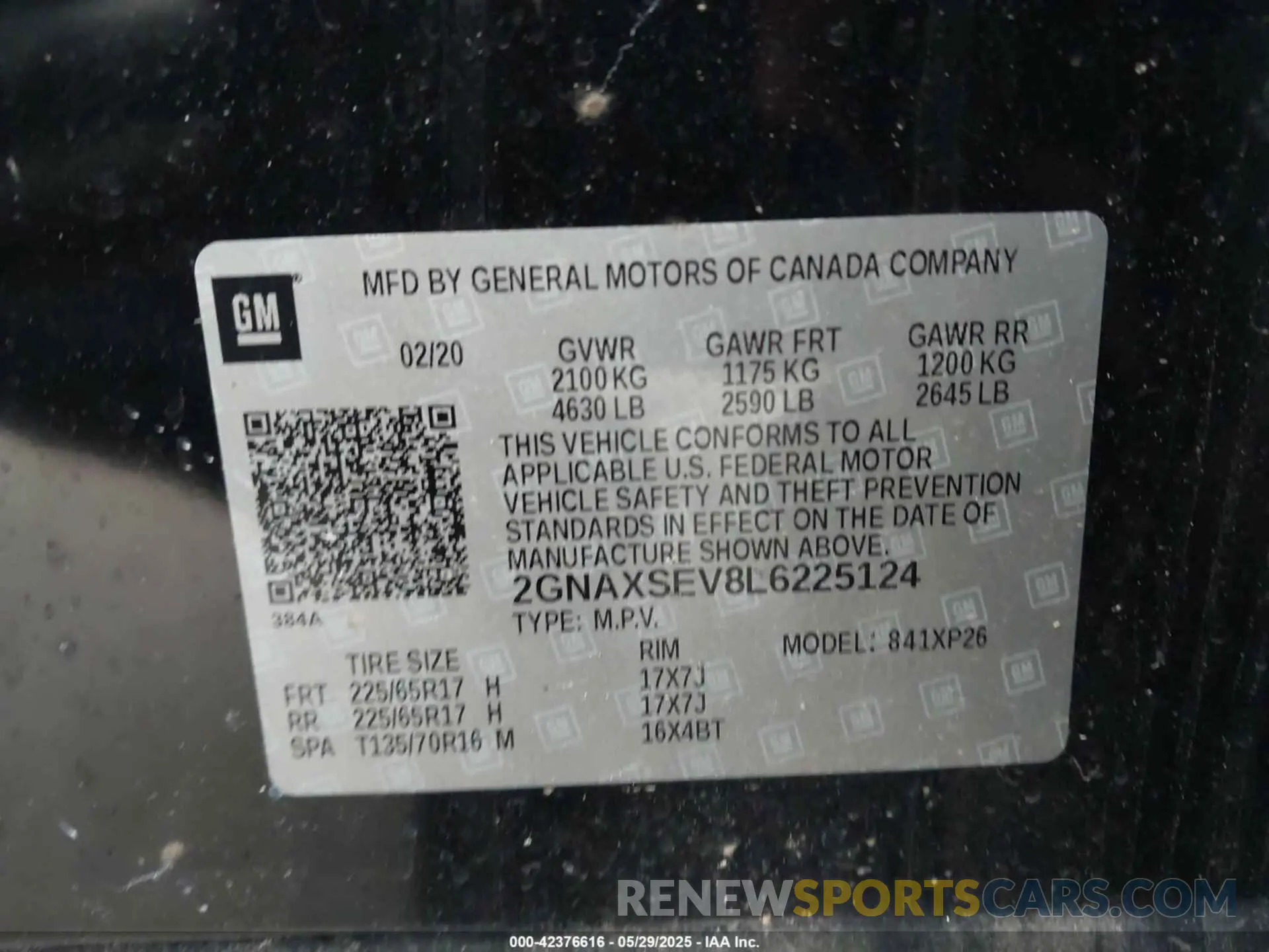 9 fotografías del automóvil dañado 2GNAXSEV8L6225124 CHEVROLET EQUINOX 2020