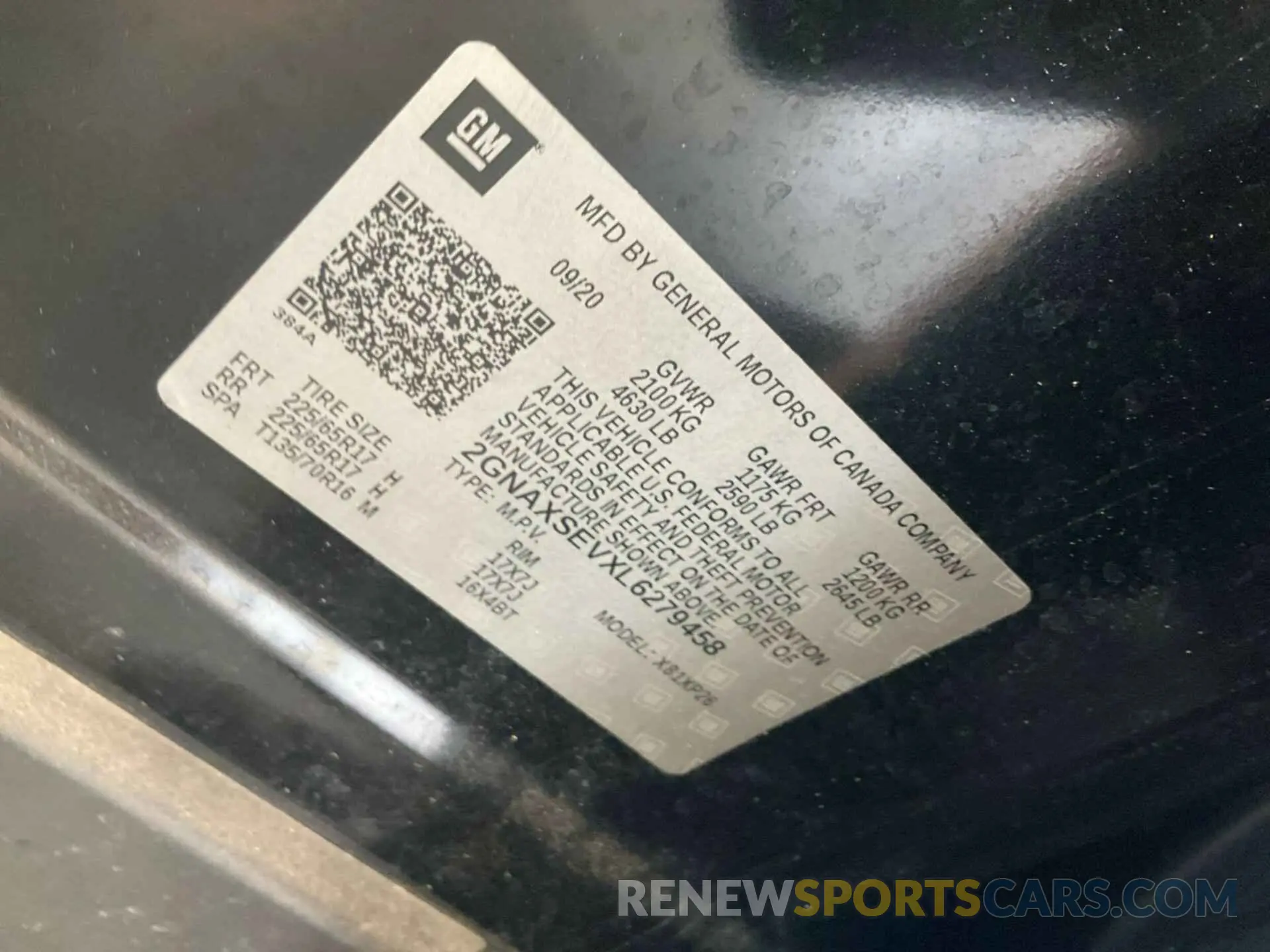 9 fotografías del automóvil dañado 2GNAXSEVXL6279458 CHEVROLET EQUINOX 2020