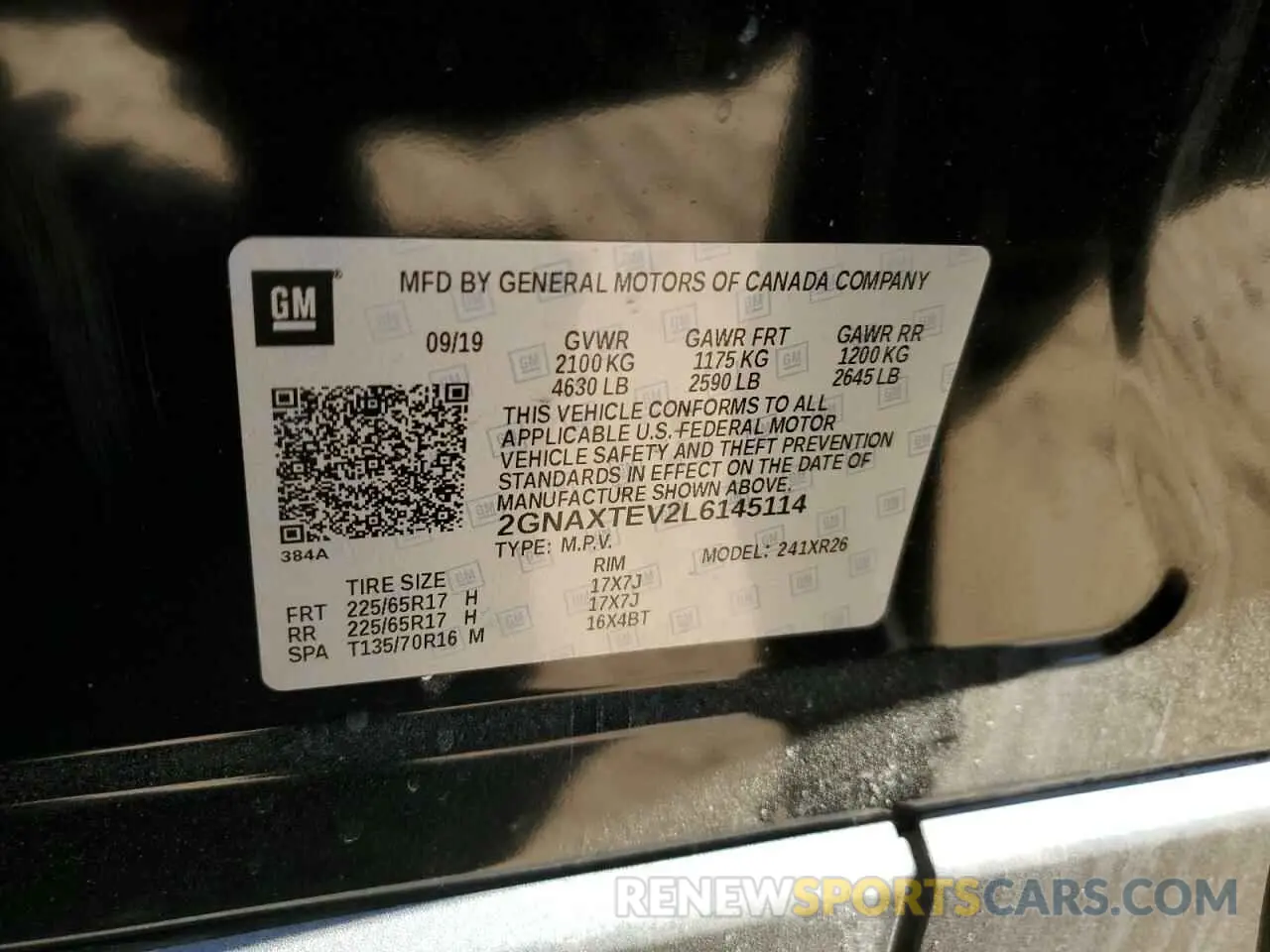 12 fotografías del automóvil dañado 2GNAXTEV2L6145114 CHEVROLET EQUINOX 2020