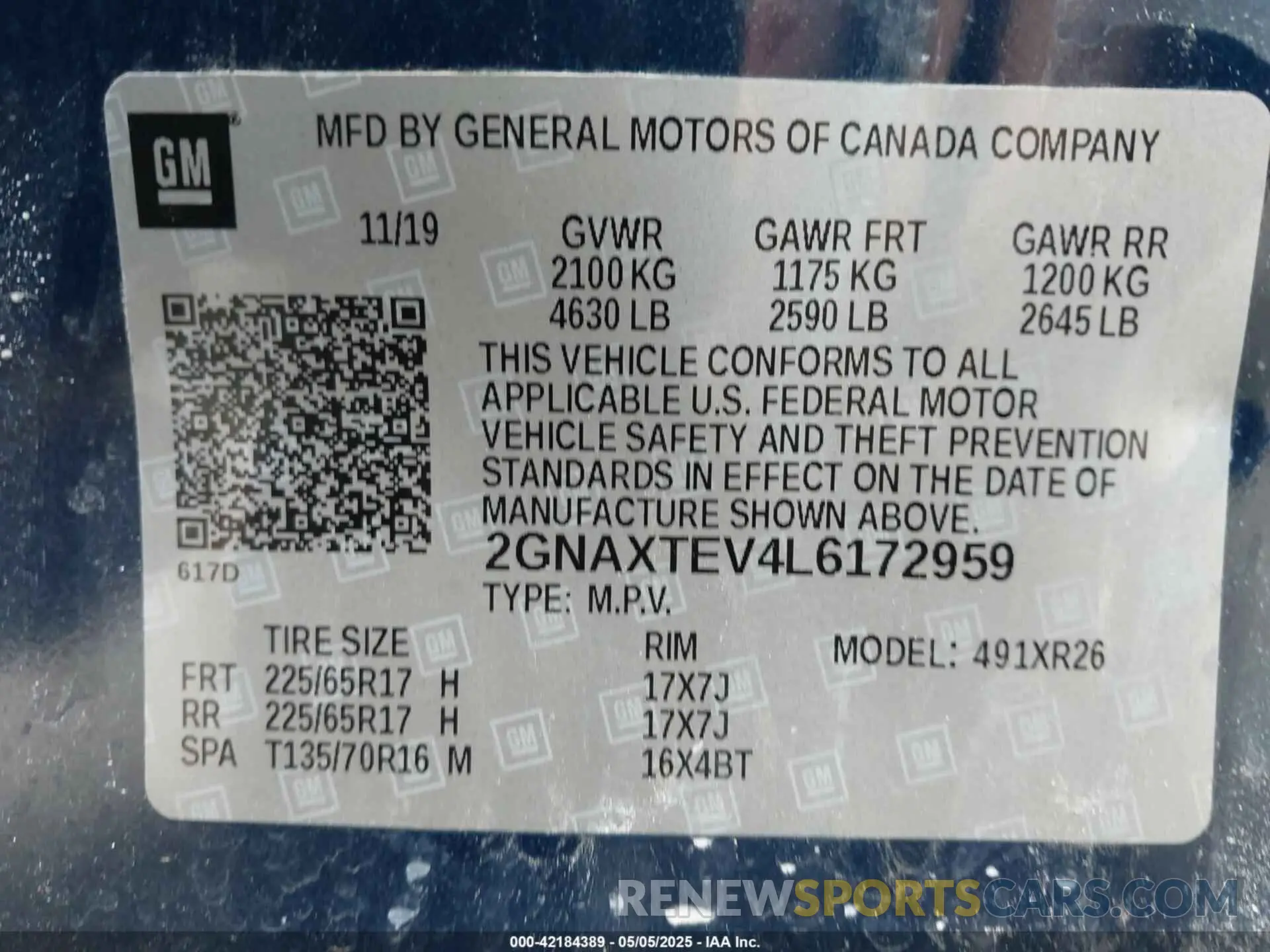 9 fotografías del automóvil dañado 2GNAXTEV4L6172959 CHEVROLET EQUINOX 2020