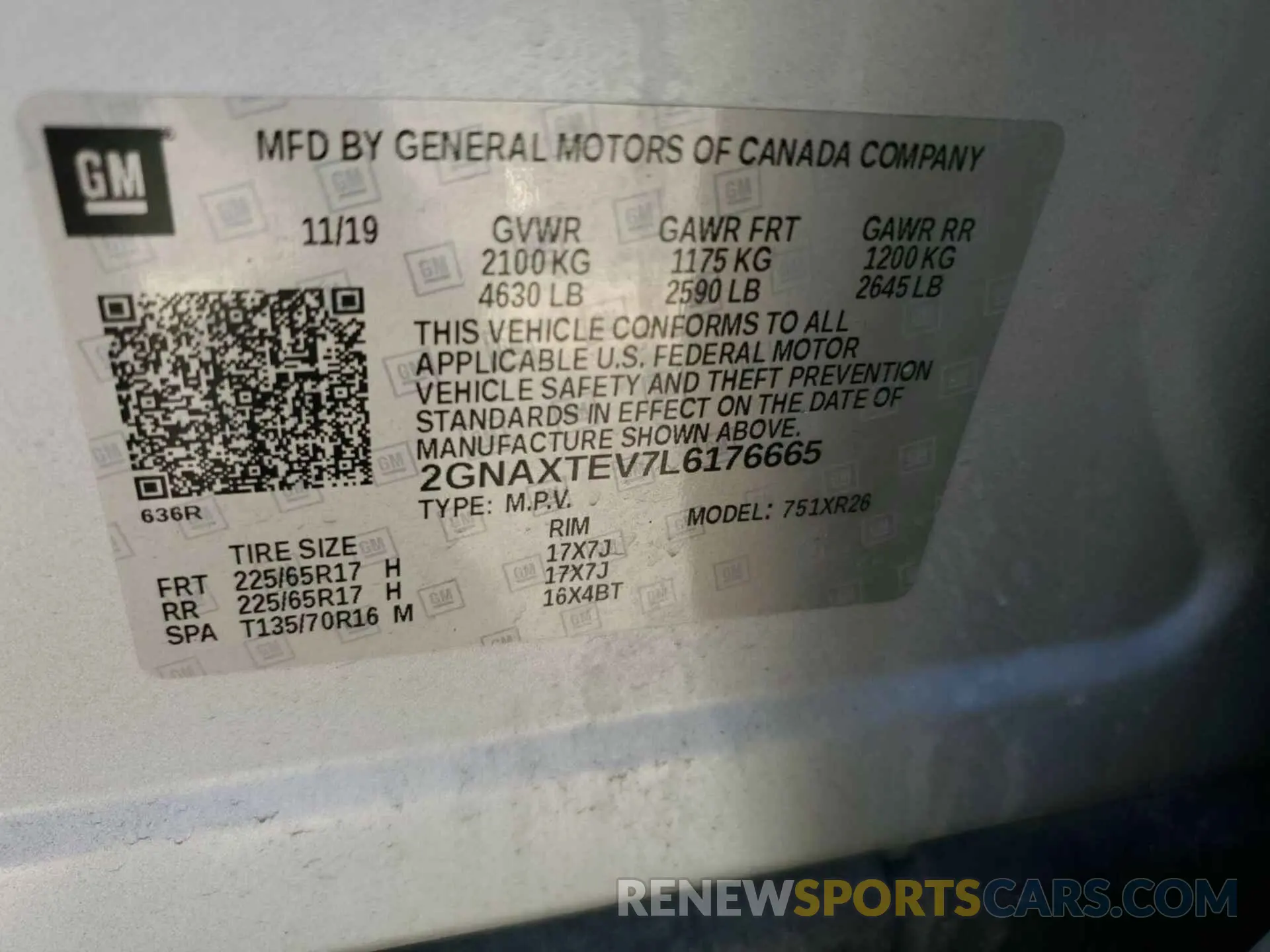 13 fotografías del automóvil dañado 2GNAXTEV7L6176665 CHEVROLET EQUINOX 2020