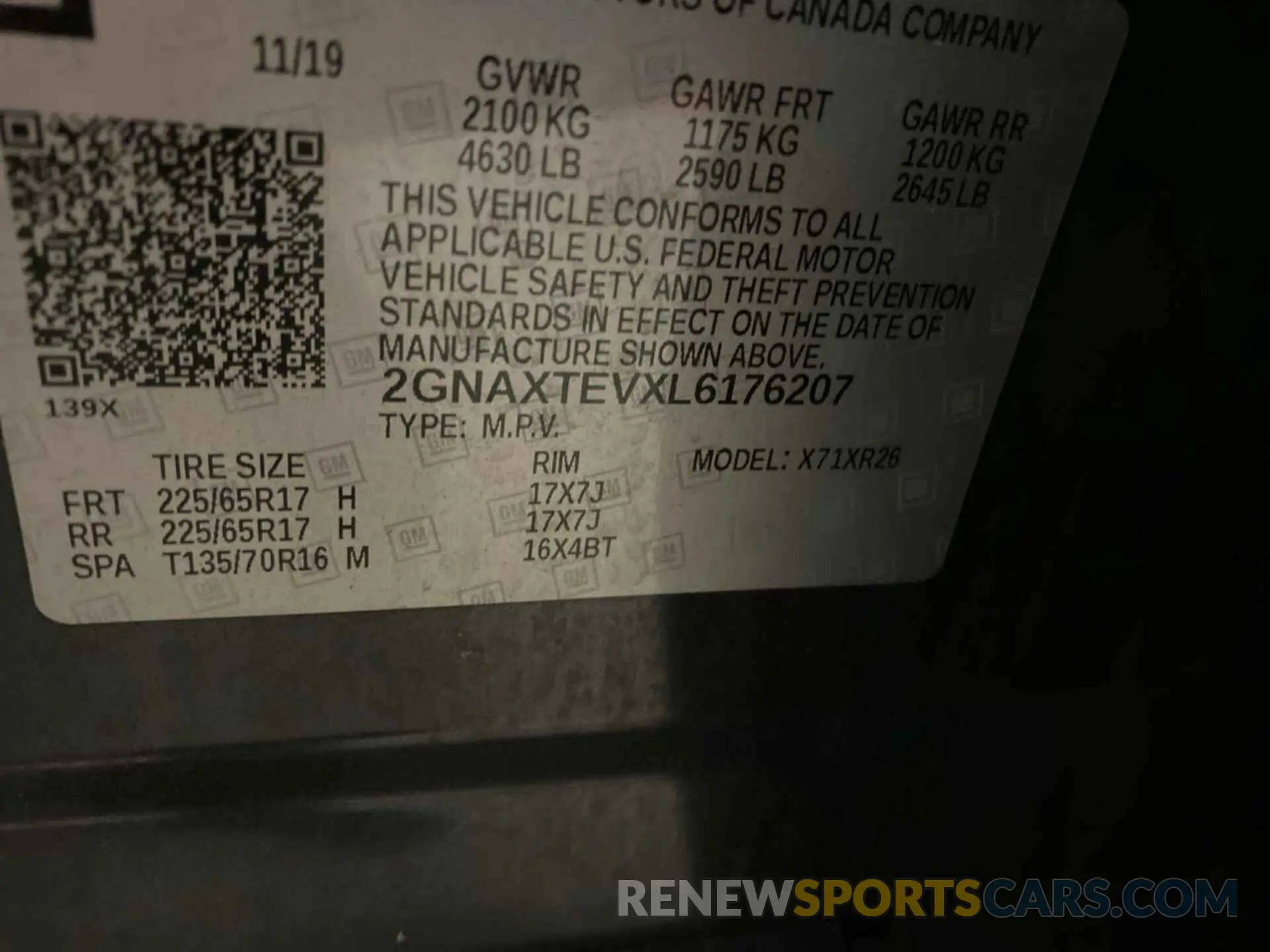 3 fotografías del automóvil dañado 2GNAXTEVXL6176207 CHEVROLET EQUINOX 2020