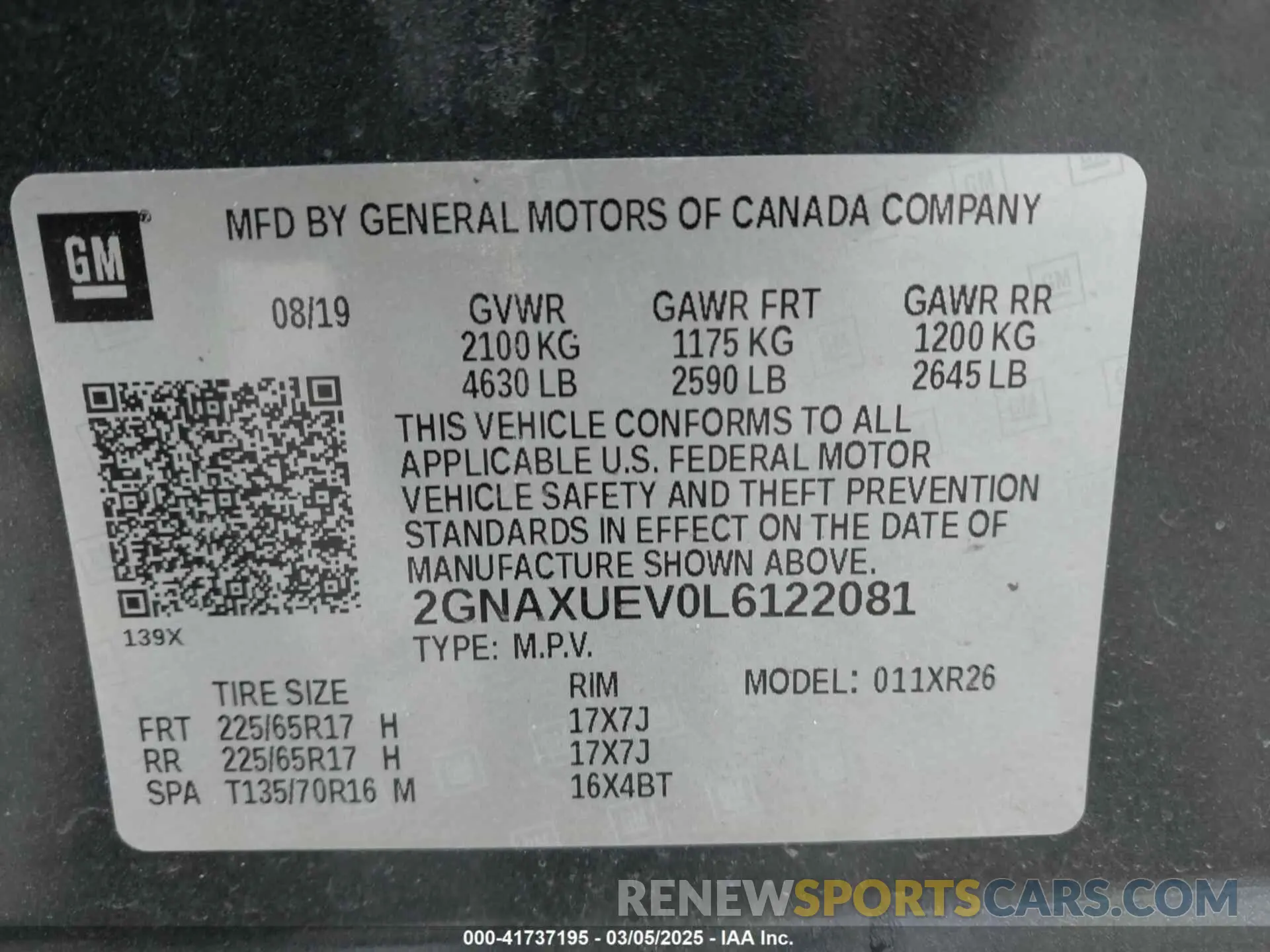 9 fotografías del automóvil dañado 2GNAXUEV0L6122081 CHEVROLET EQUINOX 2020