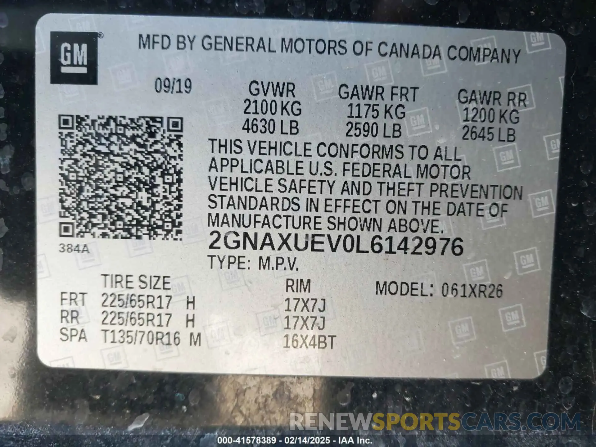 9 fotografías del automóvil dañado 2GNAXUEV0L6142976 CHEVROLET EQUINOX 2020