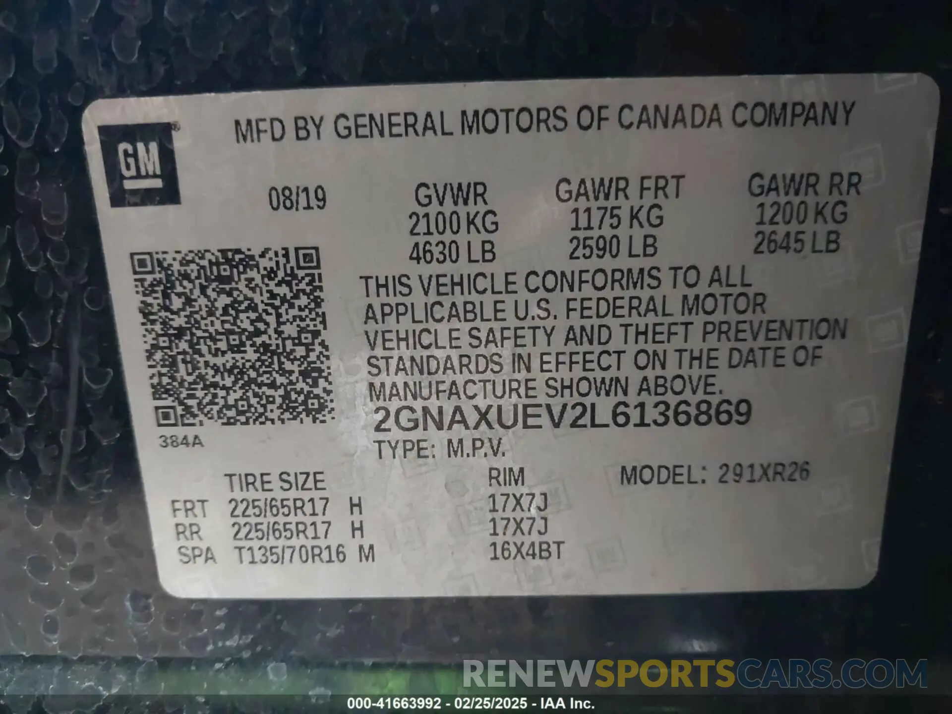 9 fotografías del automóvil dañado 2GNAXUEV2L6136869 CHEVROLET EQUINOX 2020