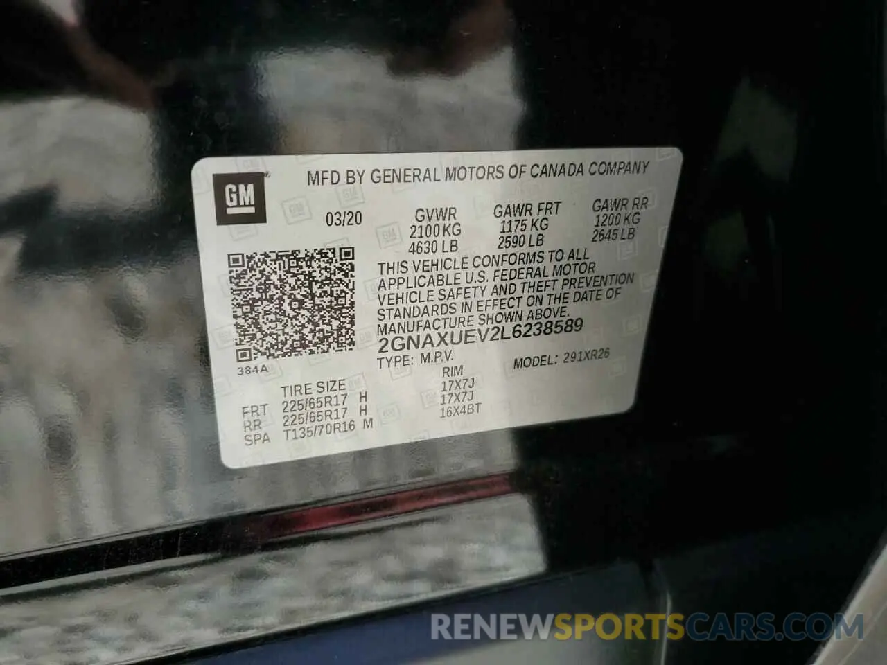 13 fotografías del automóvil dañado 2GNAXUEV2L6238589 CHEVROLET EQUINOX 2020