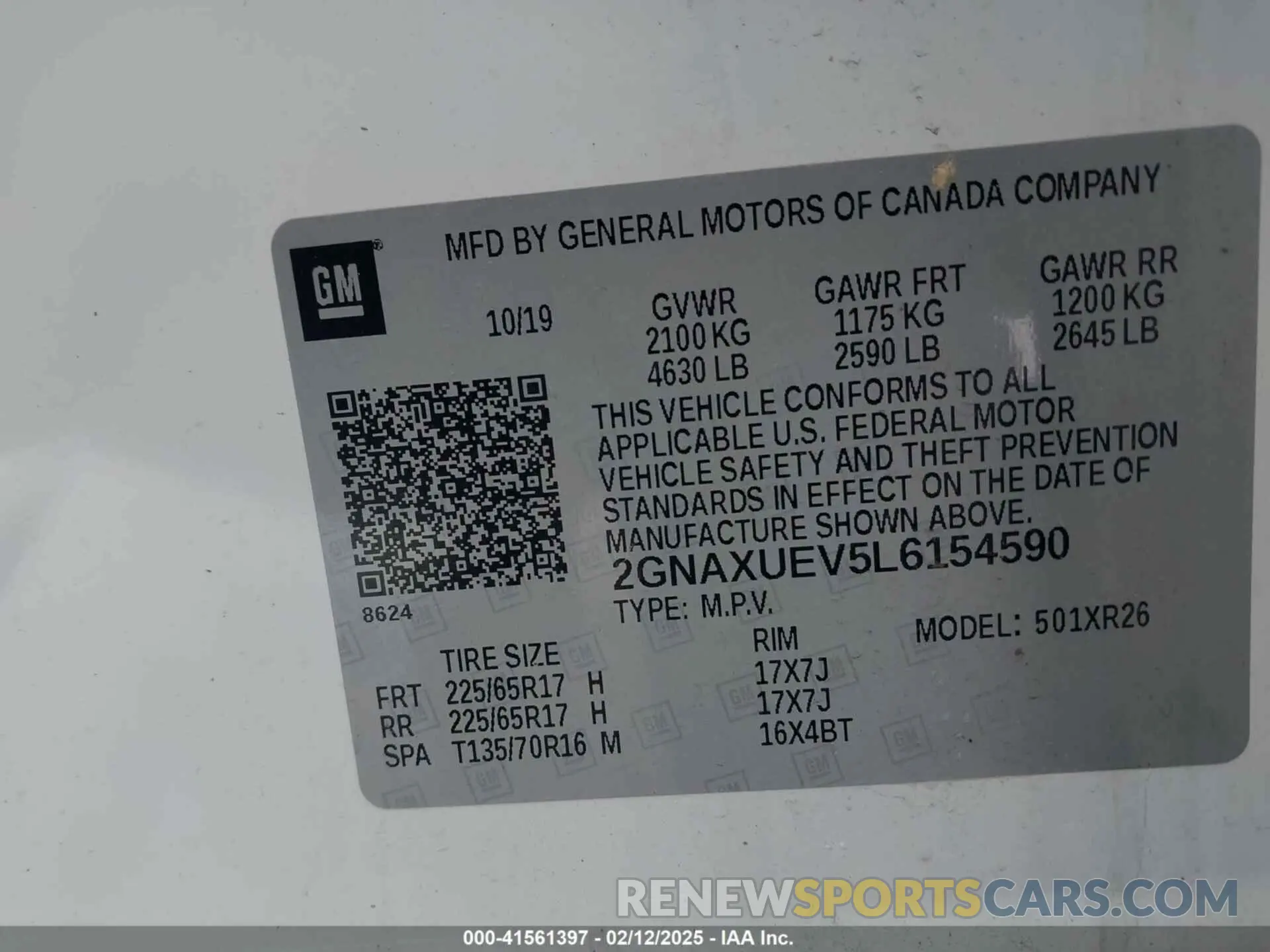 9 fotografías del automóvil dañado 2GNAXUEV5L6154590 CHEVROLET EQUINOX 2020