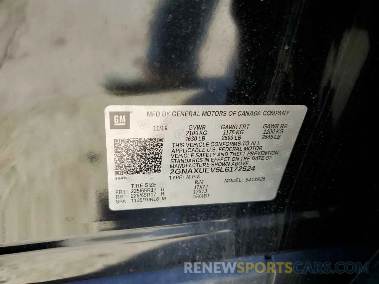 13 fotografías del automóvil dañado 2GNAXUEV5L6172524 CHEVROLET EQUINOX 2020
