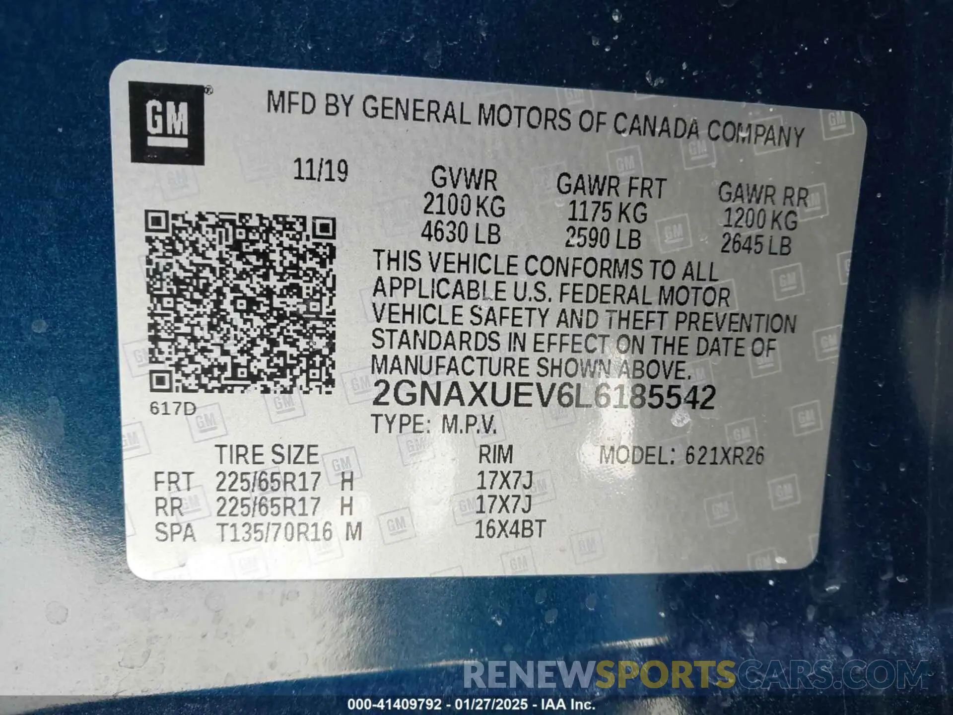 9 fotografías del automóvil dañado 2GNAXUEV6L6185542 CHEVROLET EQUINOX 2020