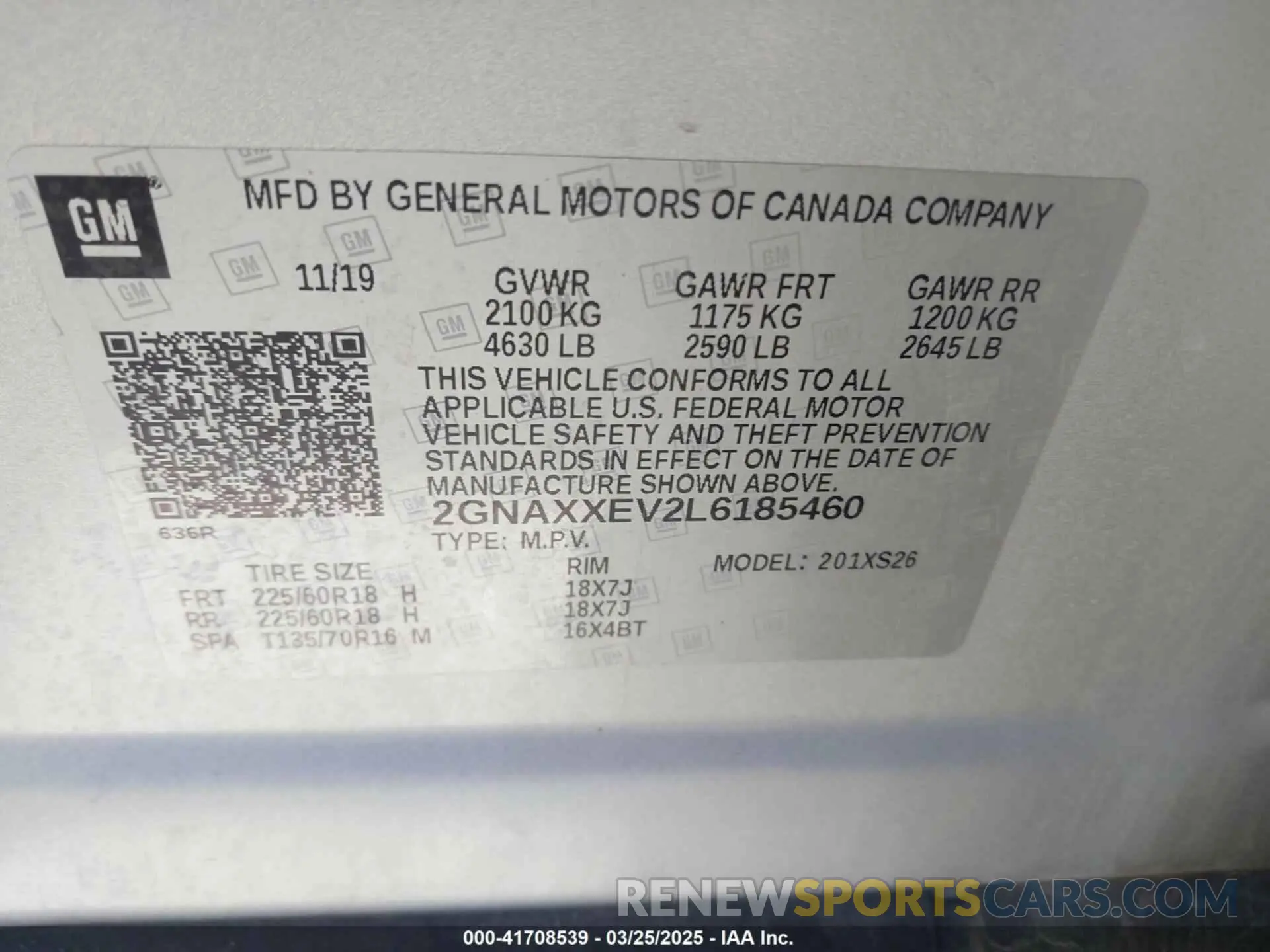 9 fotografías del automóvil dañado 2GNAXXEV2L6185460 CHEVROLET EQUINOX 2020