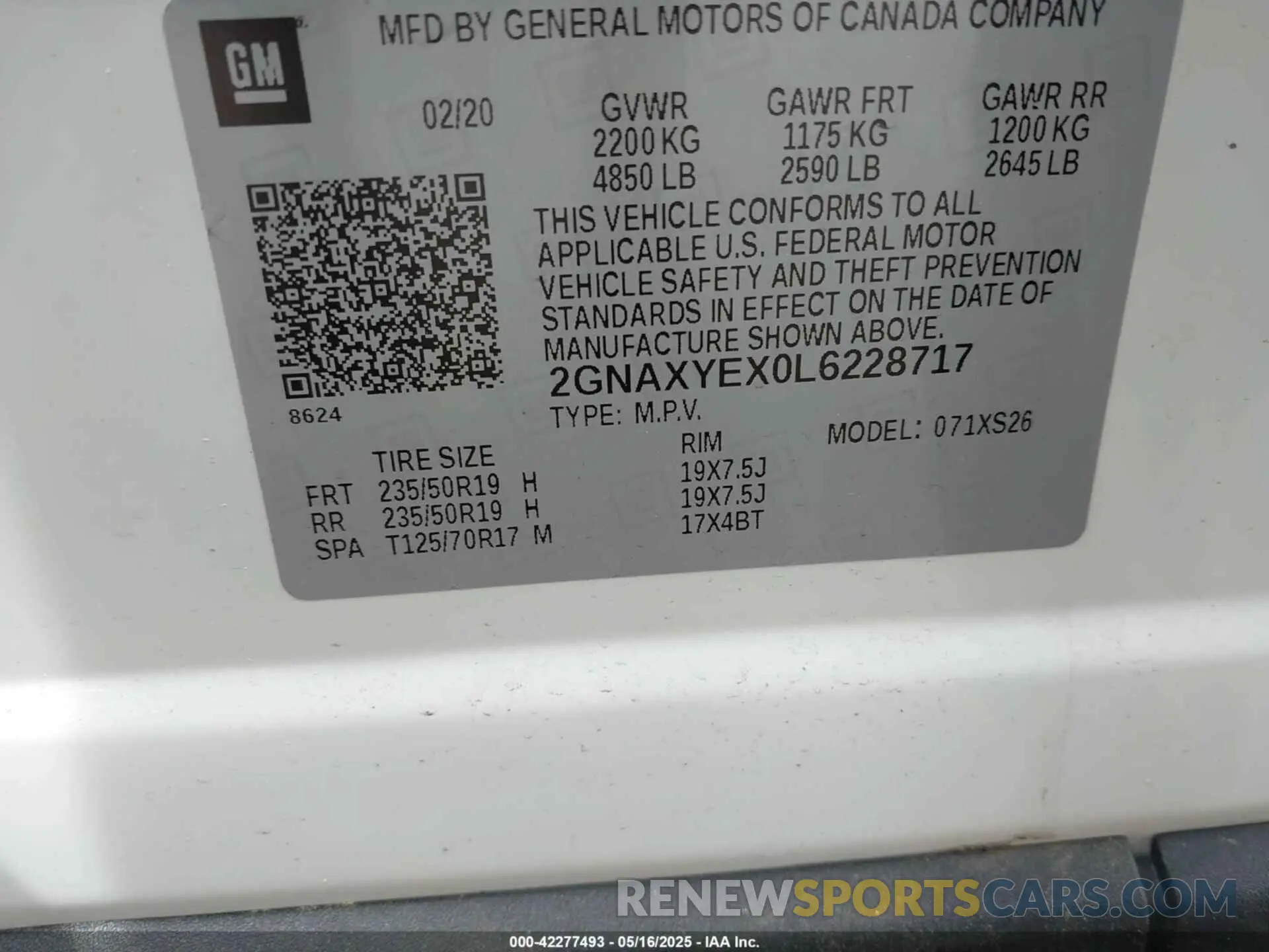 9 fotografías del automóvil dañado 2GNAXYEX0L6228717 CHEVROLET EQUINOX 2020