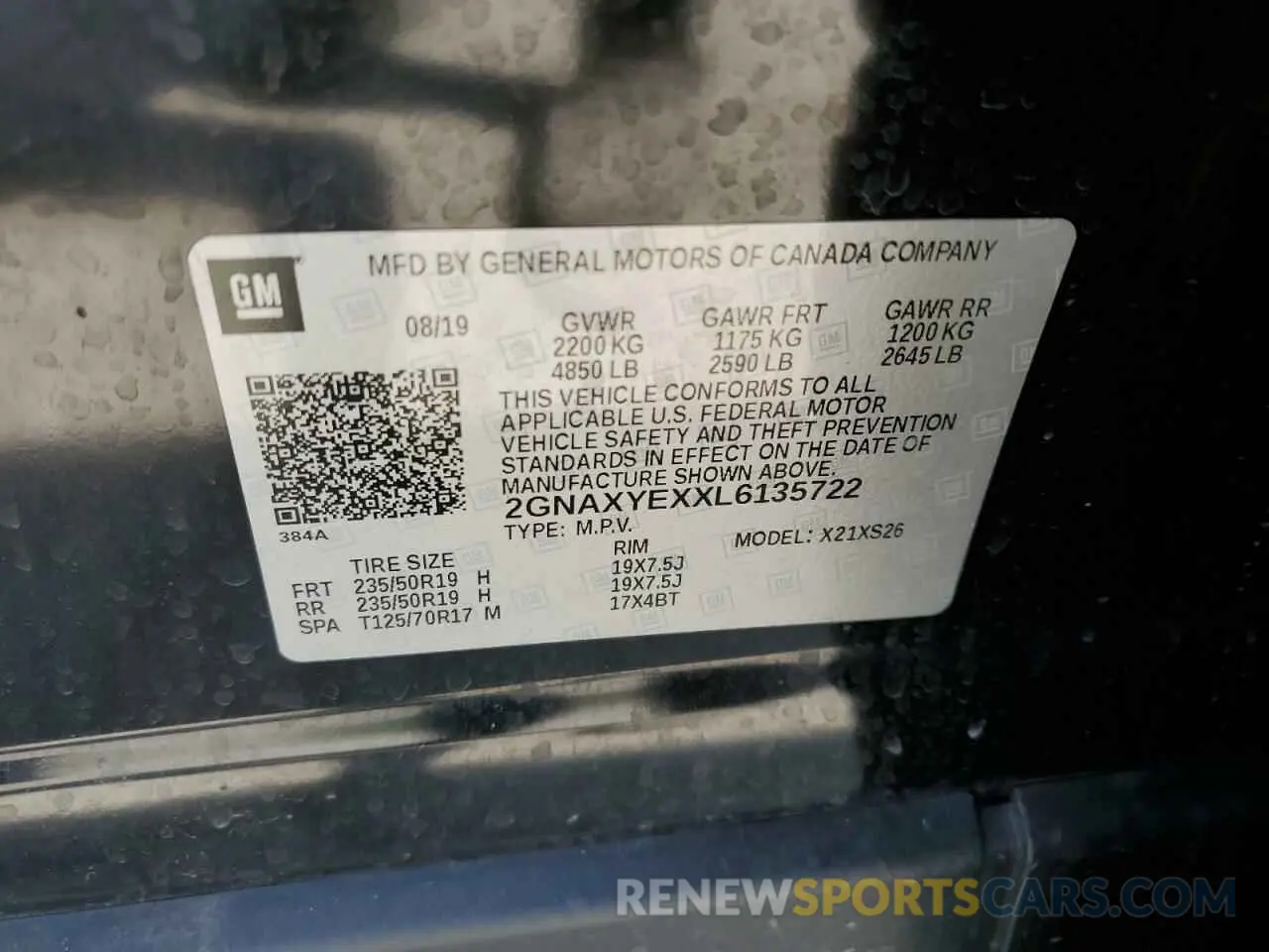 13 fotografías del automóvil dañado 2GNAXYEXXL6135722 CHEVROLET EQUINOX 2020