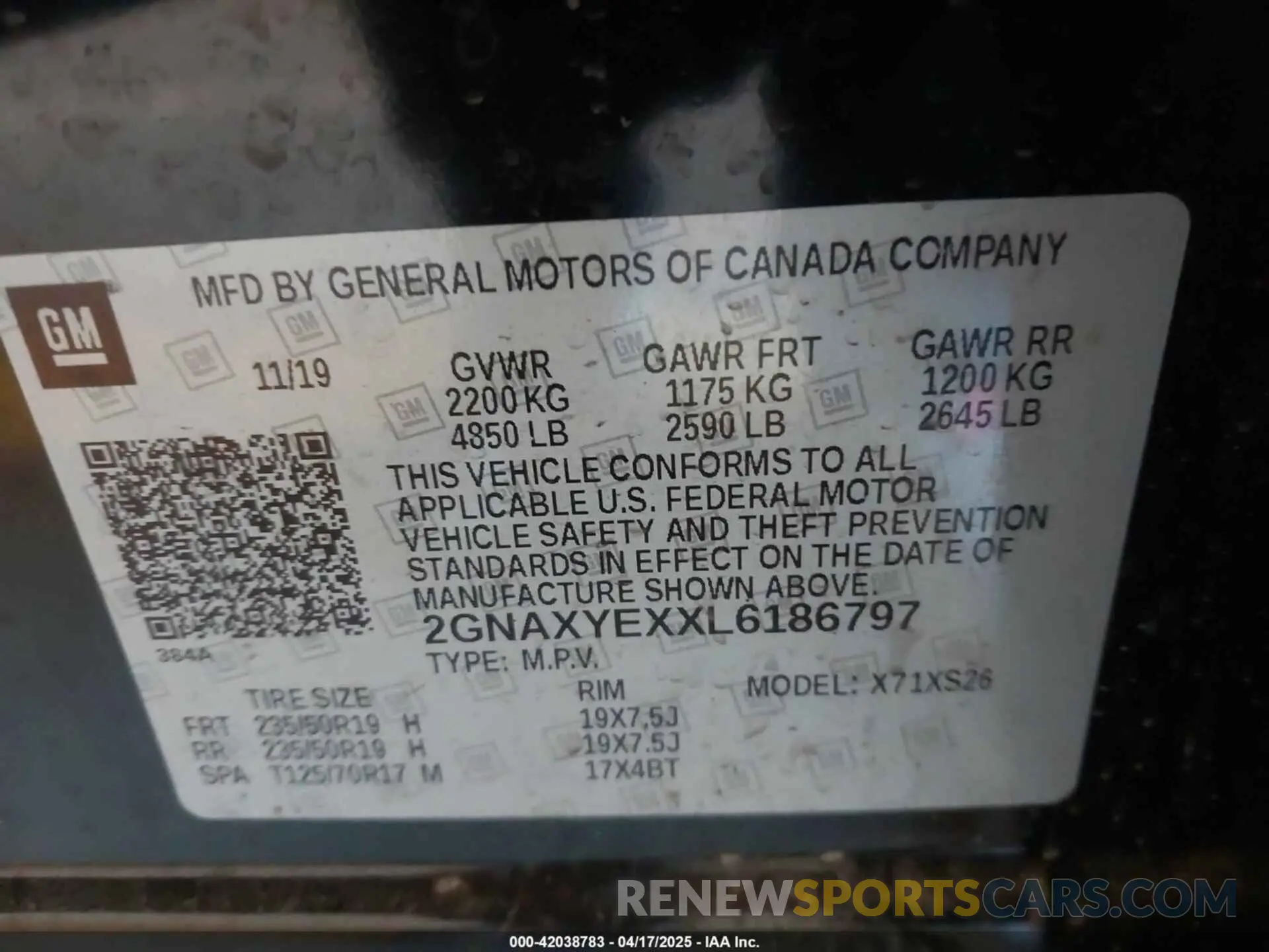 9 fotografías del automóvil dañado 2GNAXYEXXL6186797 CHEVROLET EQUINOX 2020