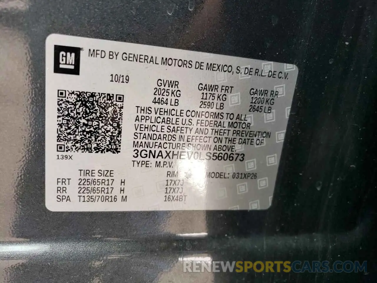 12 fotografías del automóvil dañado 3GNAXHEV0LS560673 CHEVROLET EQUINOX 2020