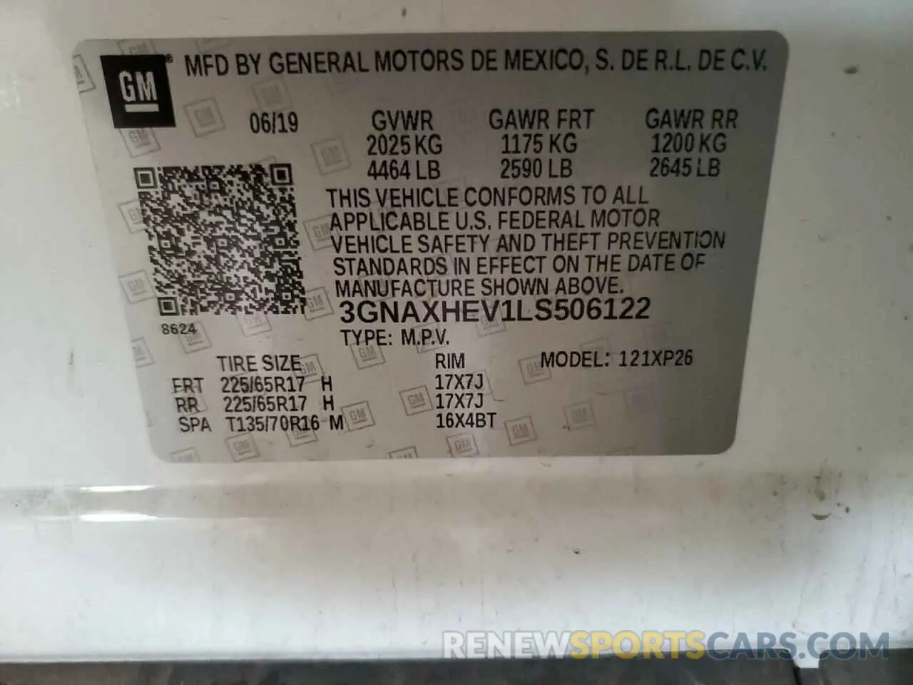 12 fotografías del automóvil dañado 3GNAXHEV1LS506122 CHEVROLET EQUINOX 2020