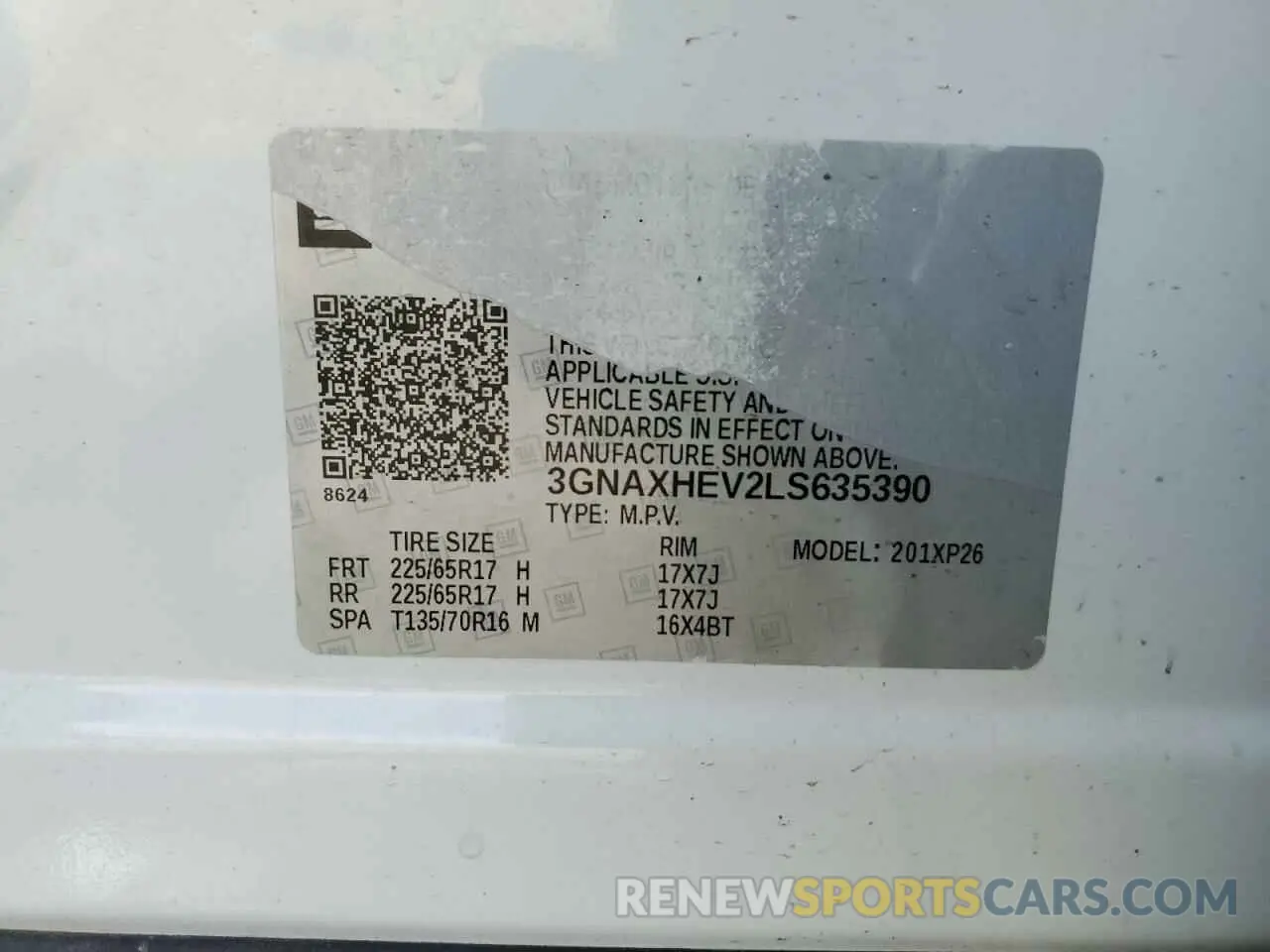 15 fotografías del automóvil dañado 3GNAXHEV2LS635390 CHEVROLET EQUINOX 2020
