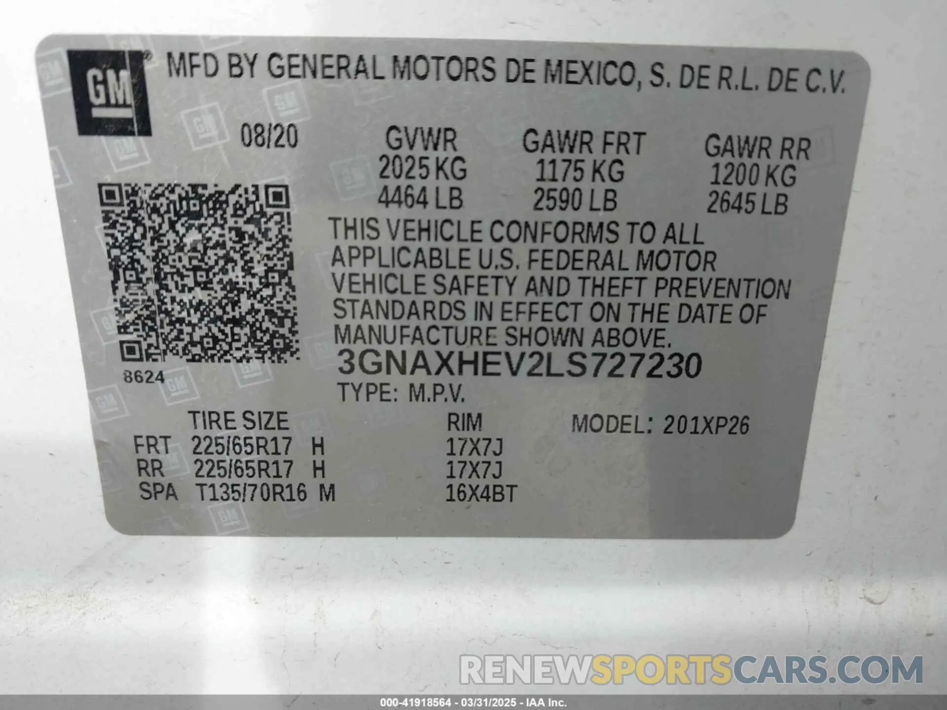 9 fotografías del automóvil dañado 3GNAXHEV2LS727230 CHEVROLET EQUINOX 2020