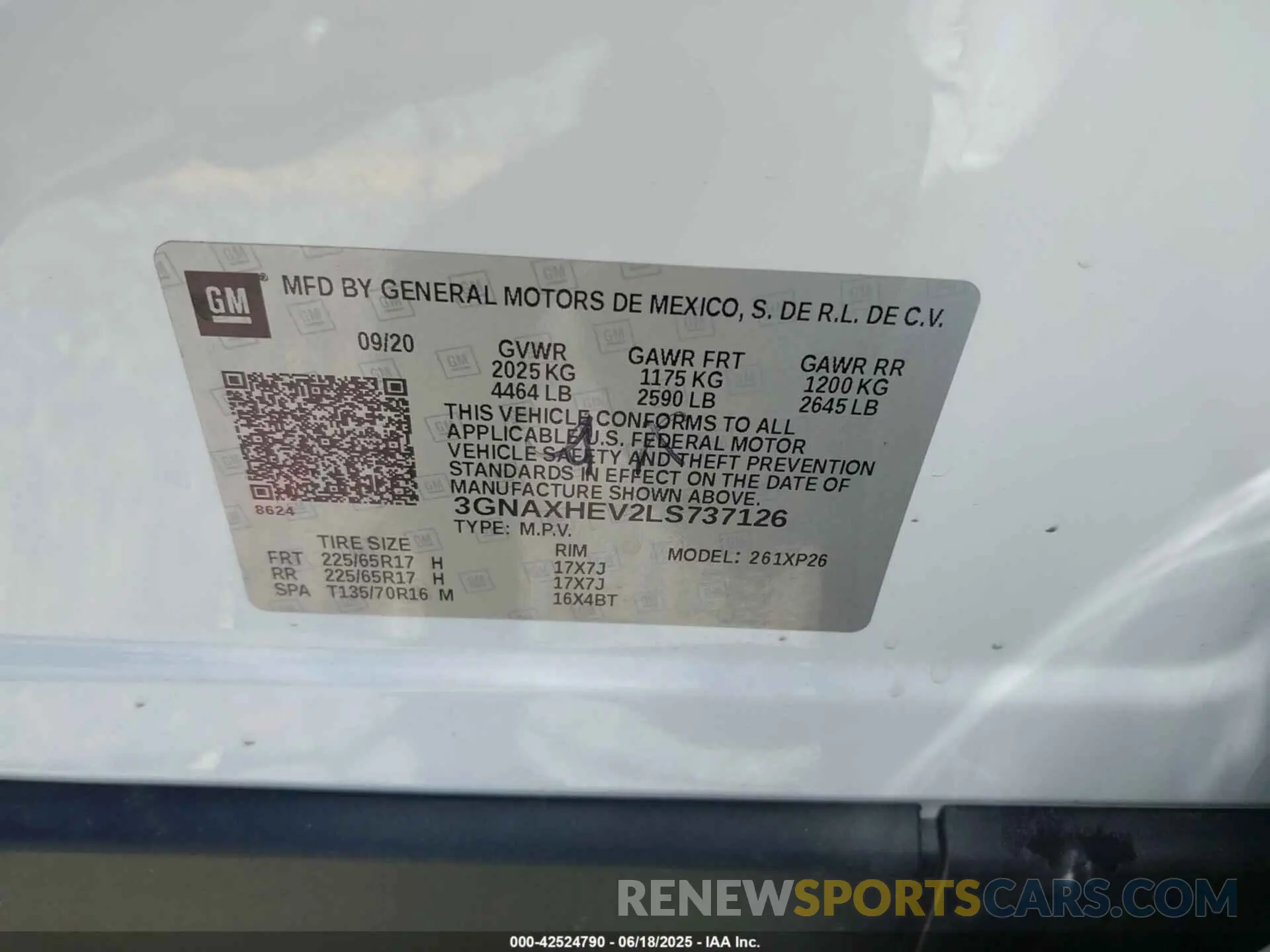 9 fotografías del automóvil dañado 3GNAXHEV2LS737126 CHEVROLET EQUINOX 2020