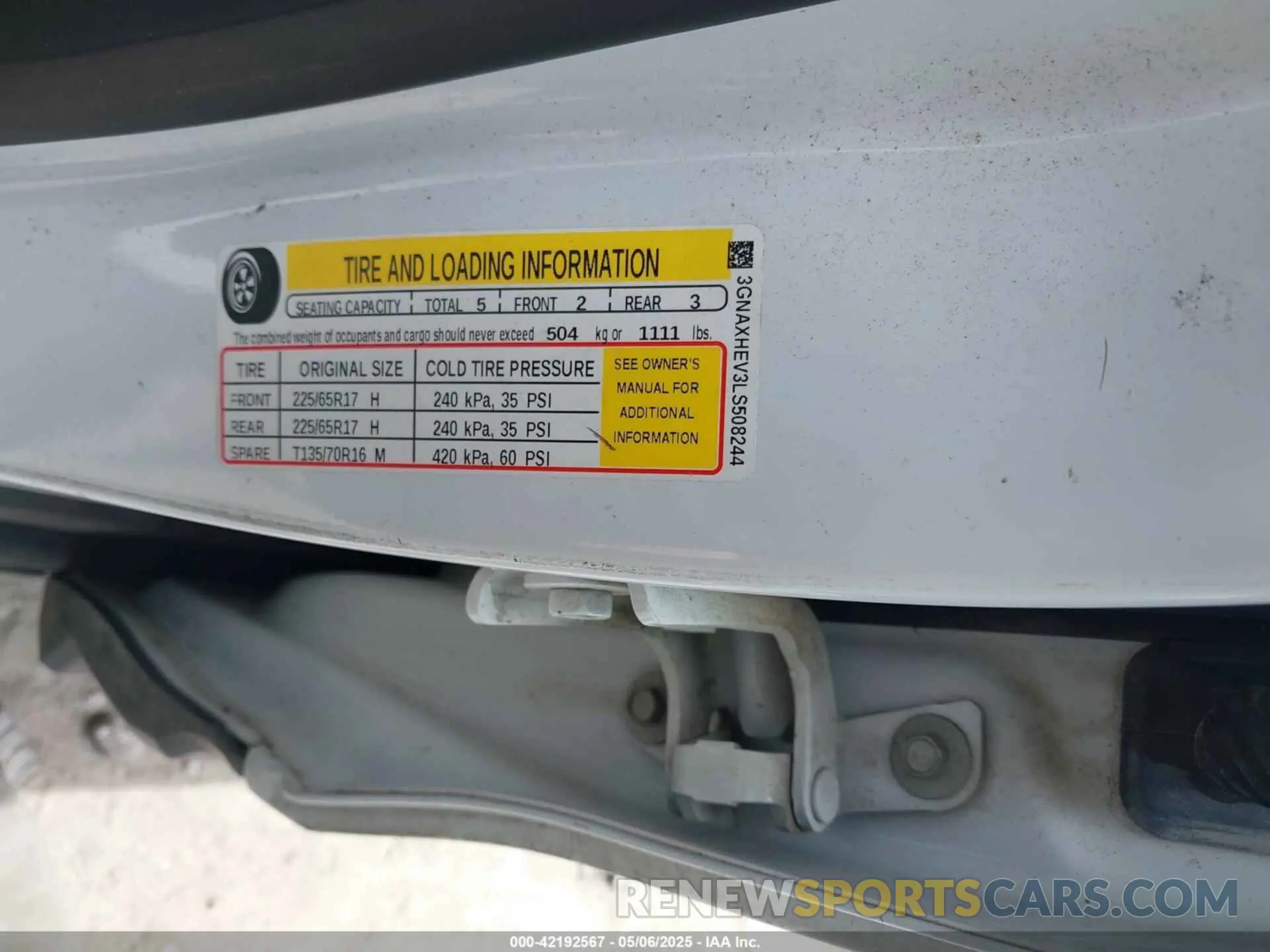 9 fotografías del automóvil dañado 3GNAXHEV3LS508244 CHEVROLET EQUINOX 2020