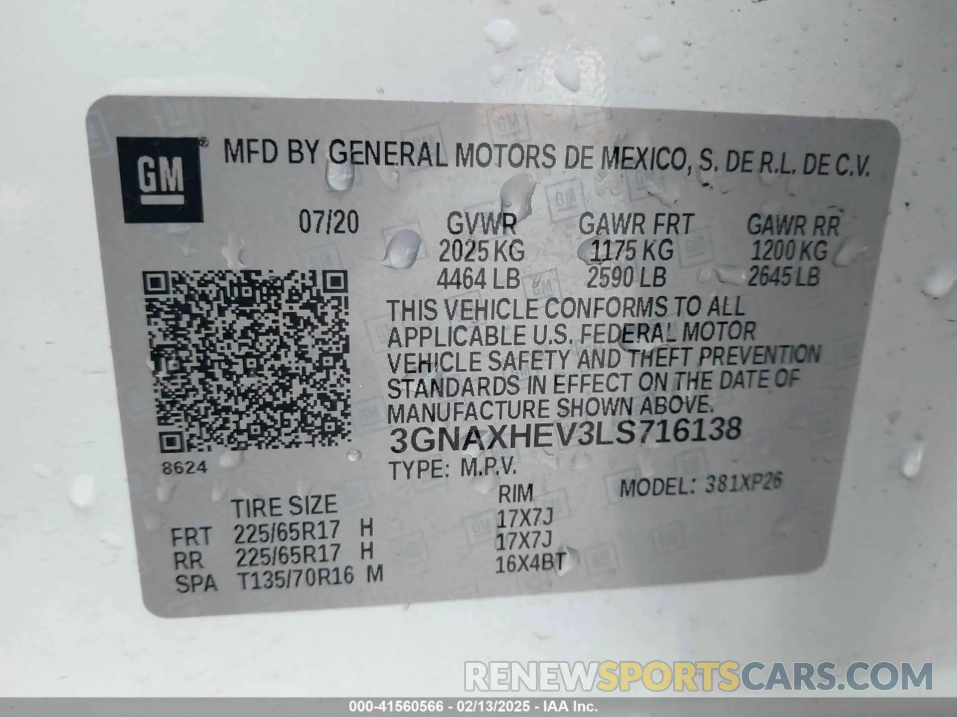 9 fotografías del automóvil dañado 3GNAXHEV3LS716138 CHEVROLET EQUINOX 2020