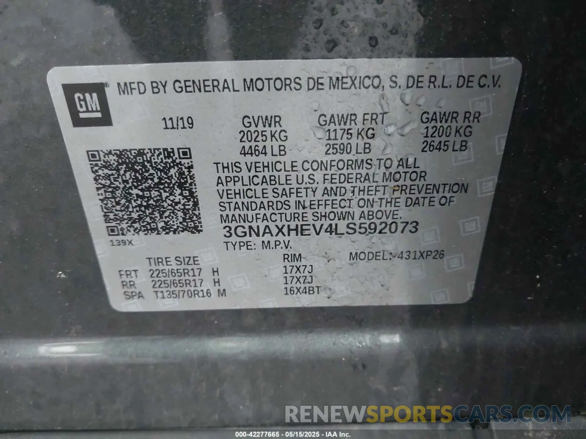 9 fotografías del automóvil dañado 3GNAXHEV4LS592073 CHEVROLET EQUINOX 2020