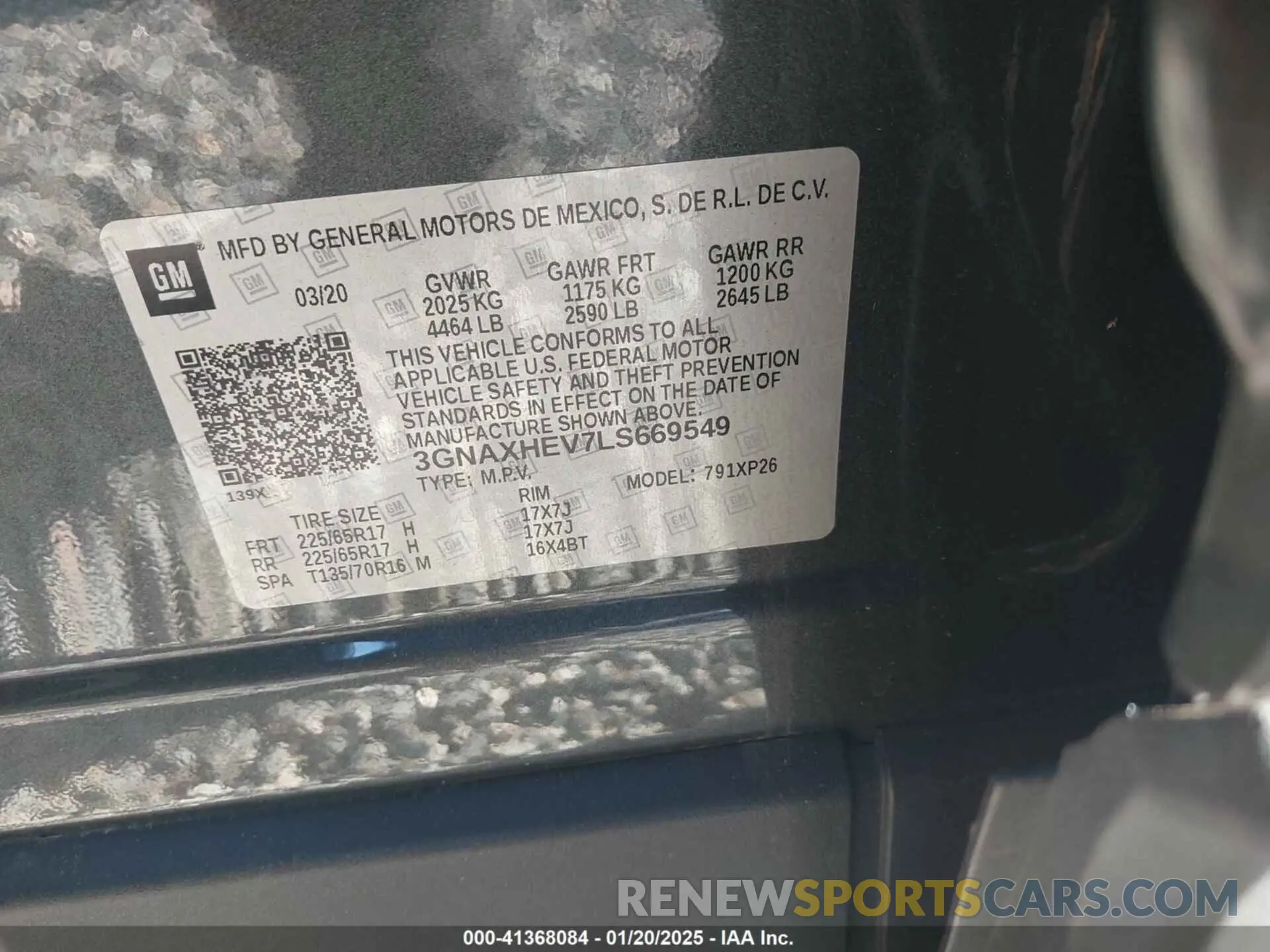9 fotografías del automóvil dañado 3GNAXHEV7LS669549 CHEVROLET EQUINOX 2020