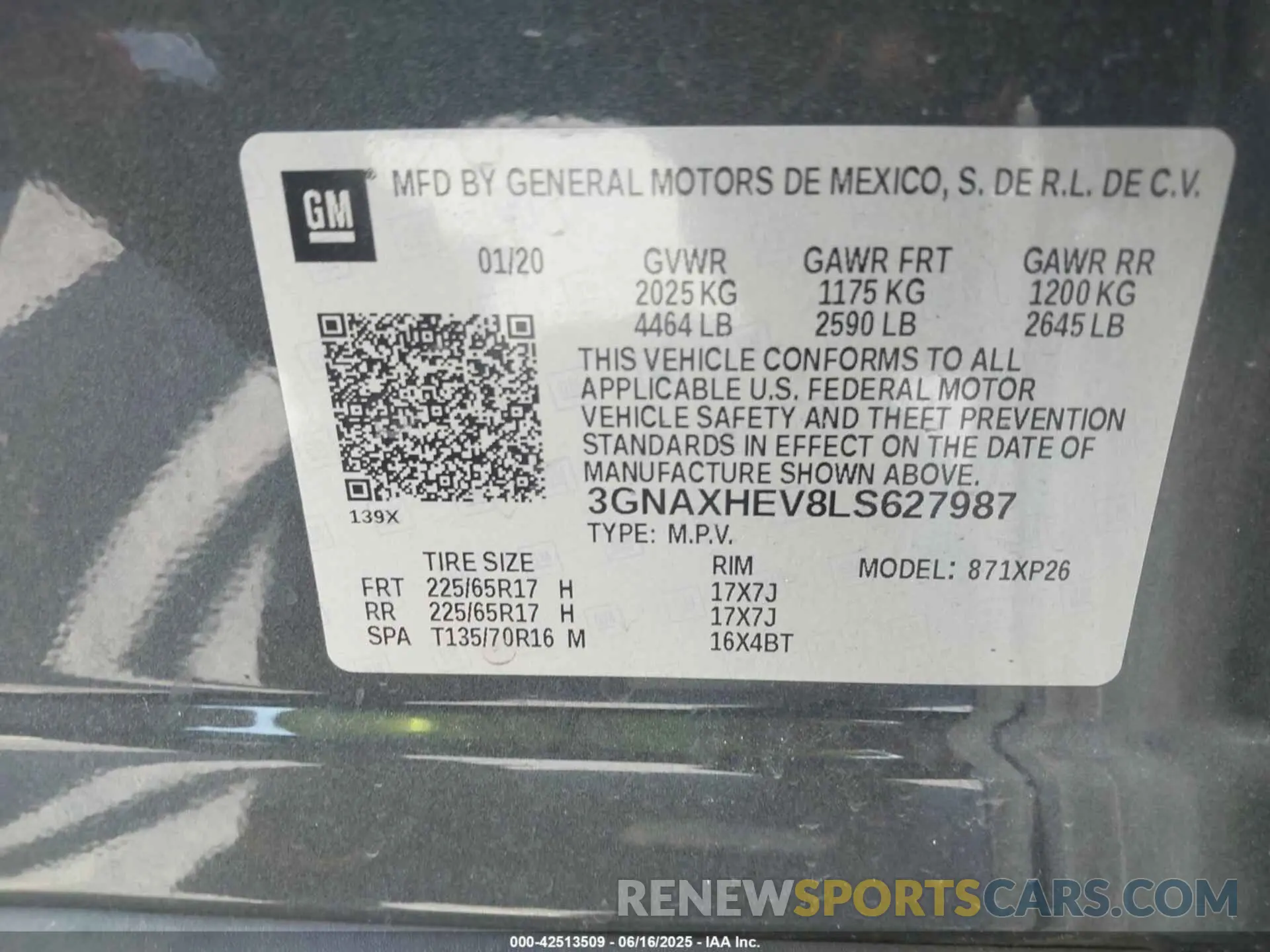 9 fotografías del automóvil dañado 3GNAXHEV8LS627987 CHEVROLET EQUINOX 2020