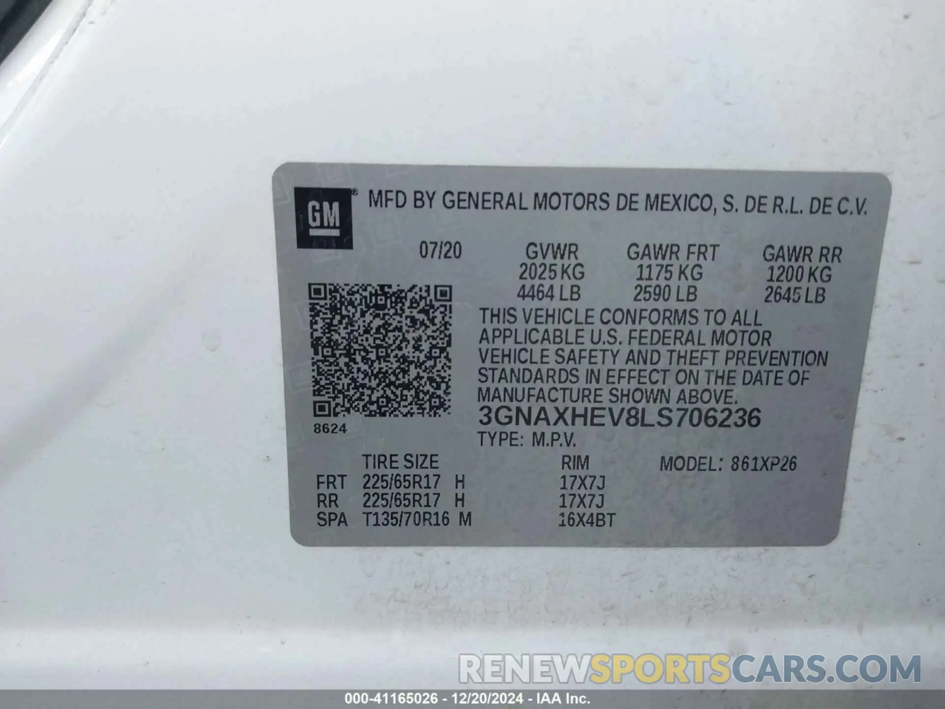 9 fotografías del automóvil dañado 3GNAXHEV8LS706236 CHEVROLET EQUINOX 2020