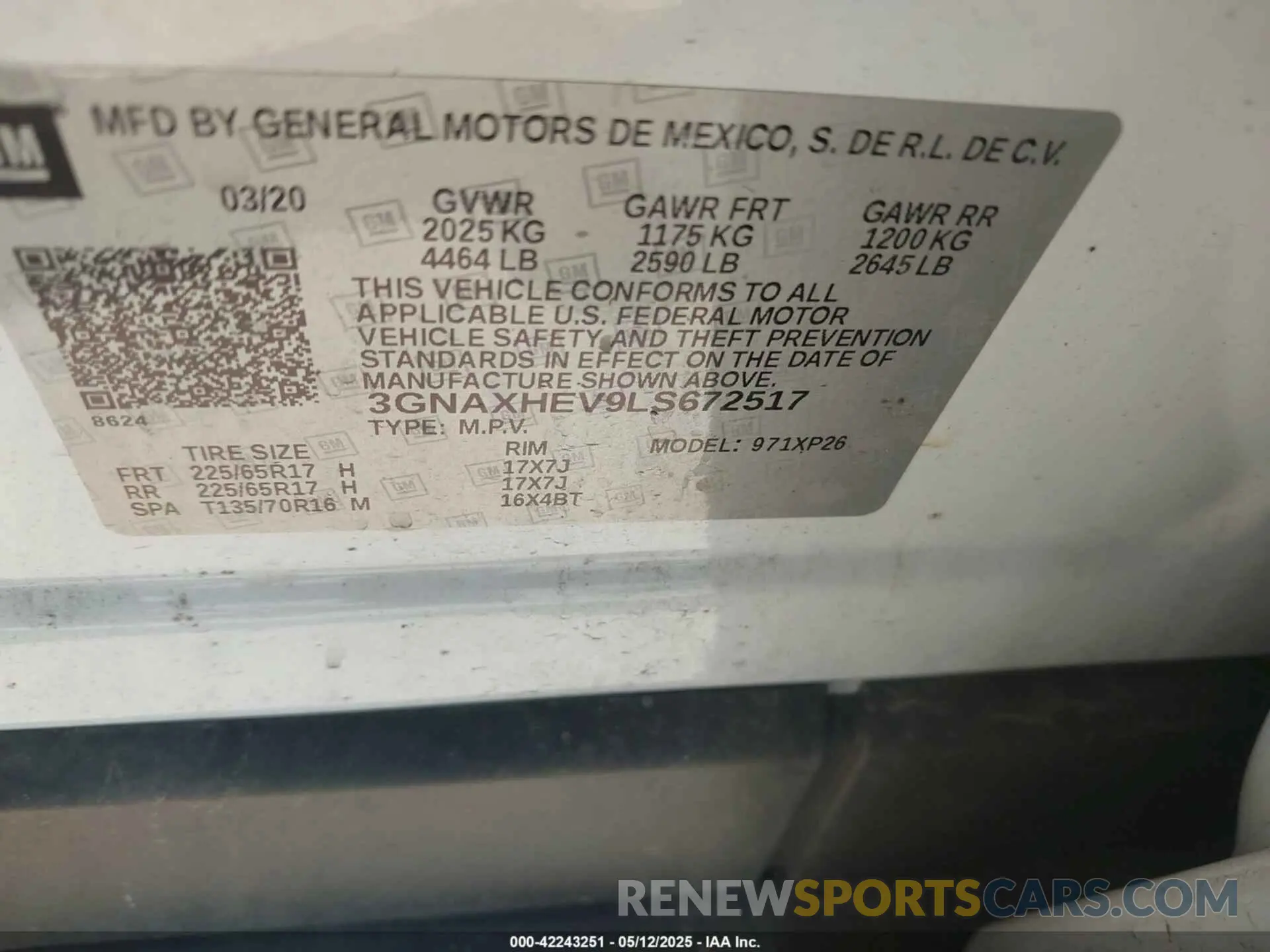 9 fotografías del automóvil dañado 3GNAXHEV9LS672517 CHEVROLET EQUINOX 2020