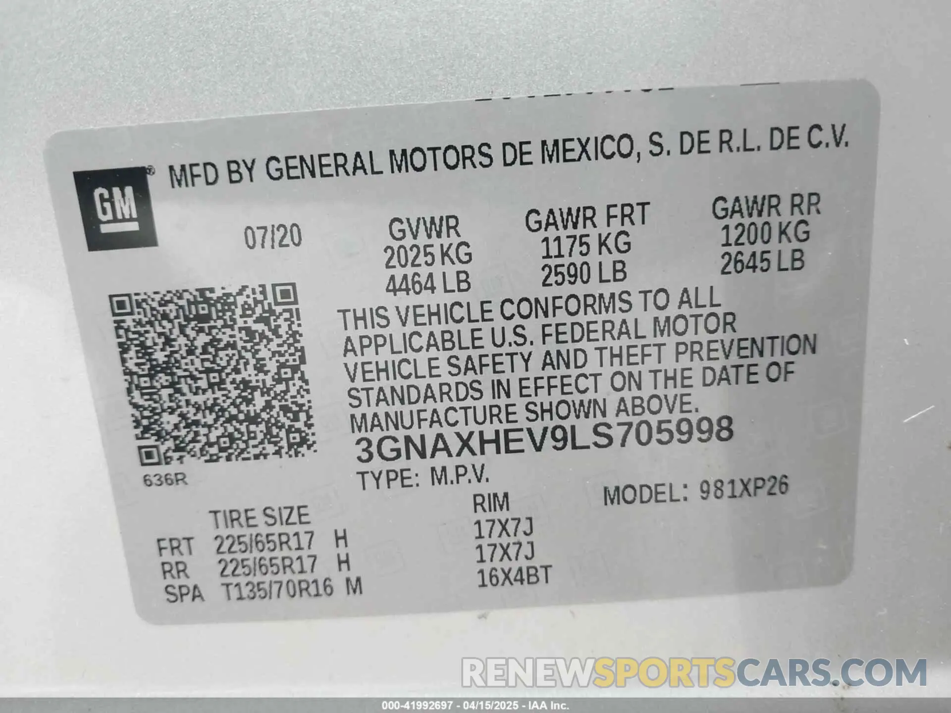 9 fotografías del automóvil dañado 3GNAXHEV9LS705998 CHEVROLET EQUINOX 2020
