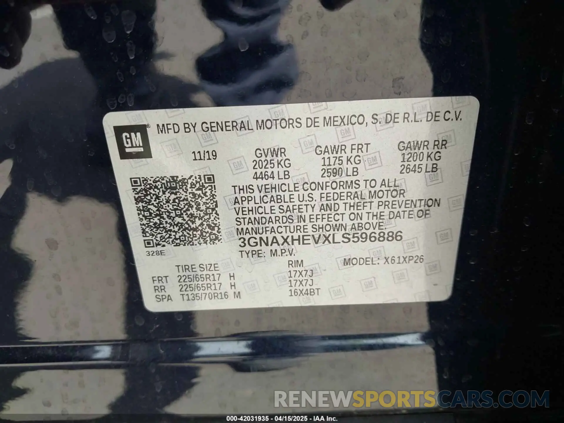 9 fotografías del automóvil dañado 3GNAXHEVXLS596886 CHEVROLET EQUINOX 2020
