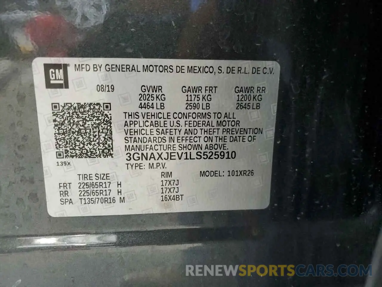 13 fotografías del automóvil dañado 3GNAXJEV1LS525910 CHEVROLET EQUINOX 2020