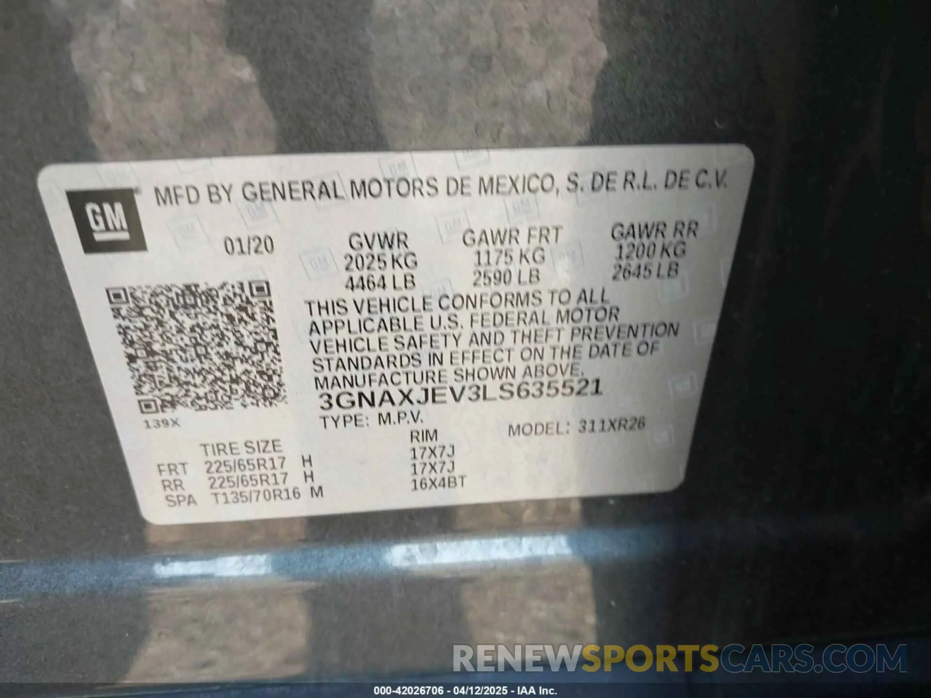9 fotografías del automóvil dañado 3GNAXJEV3LS635521 CHEVROLET EQUINOX 2020
