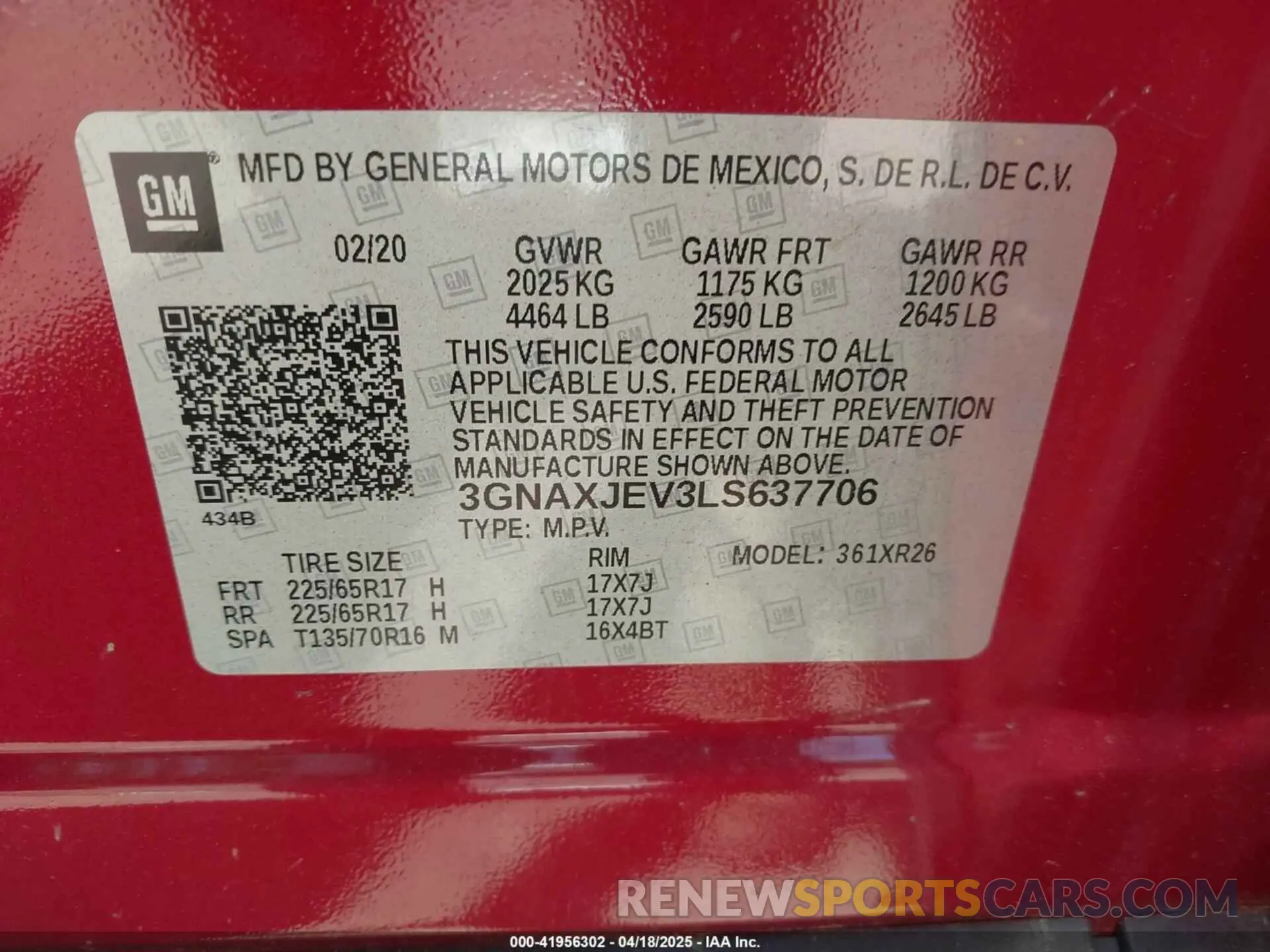 9 fotografías del automóvil dañado 3GNAXJEV3LS637706 CHEVROLET EQUINOX 2020