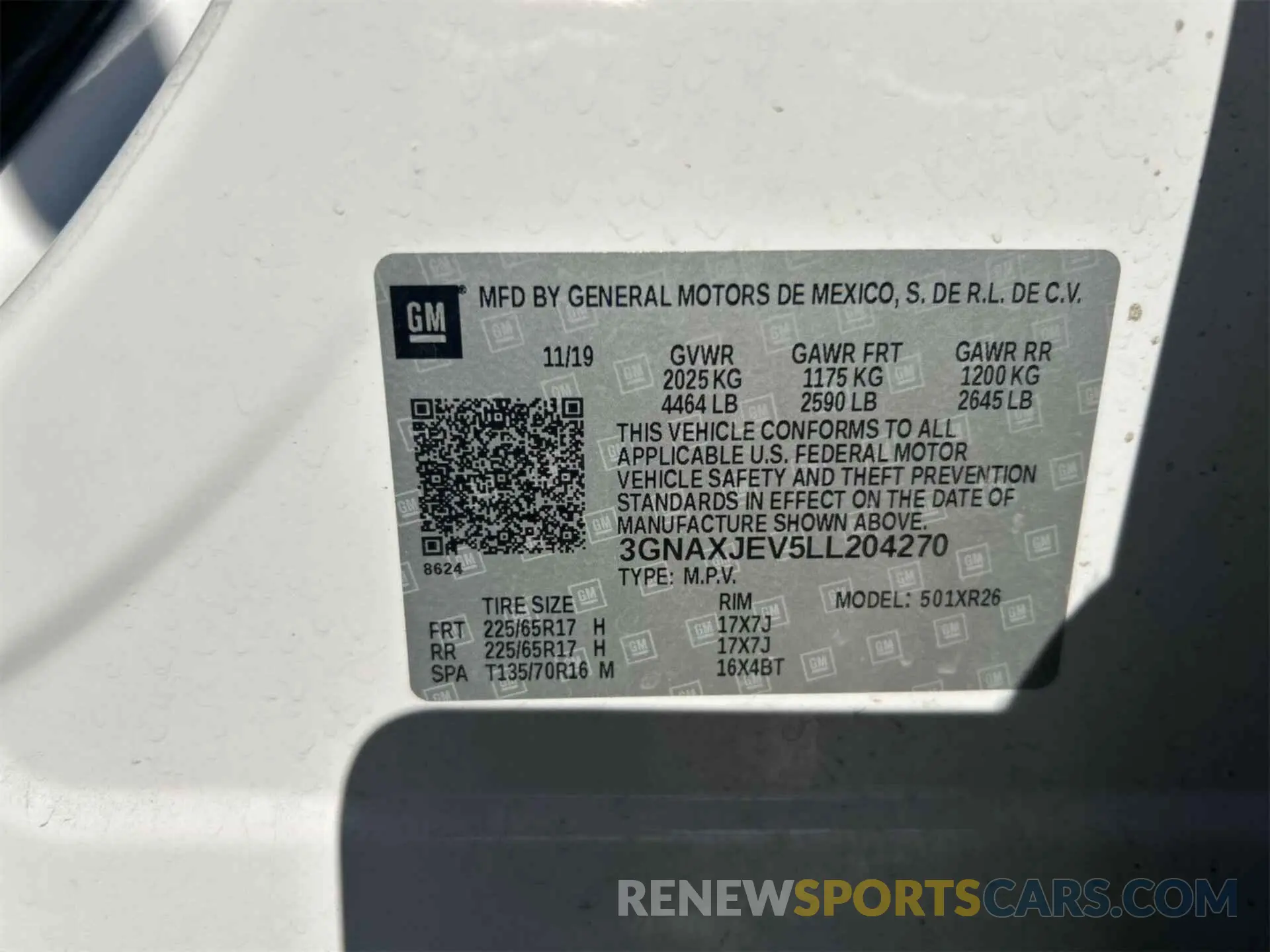 10 fotografías del automóvil dañado 3GNAXJEV5LL204270 CHEVROLET EQUINOX 2020