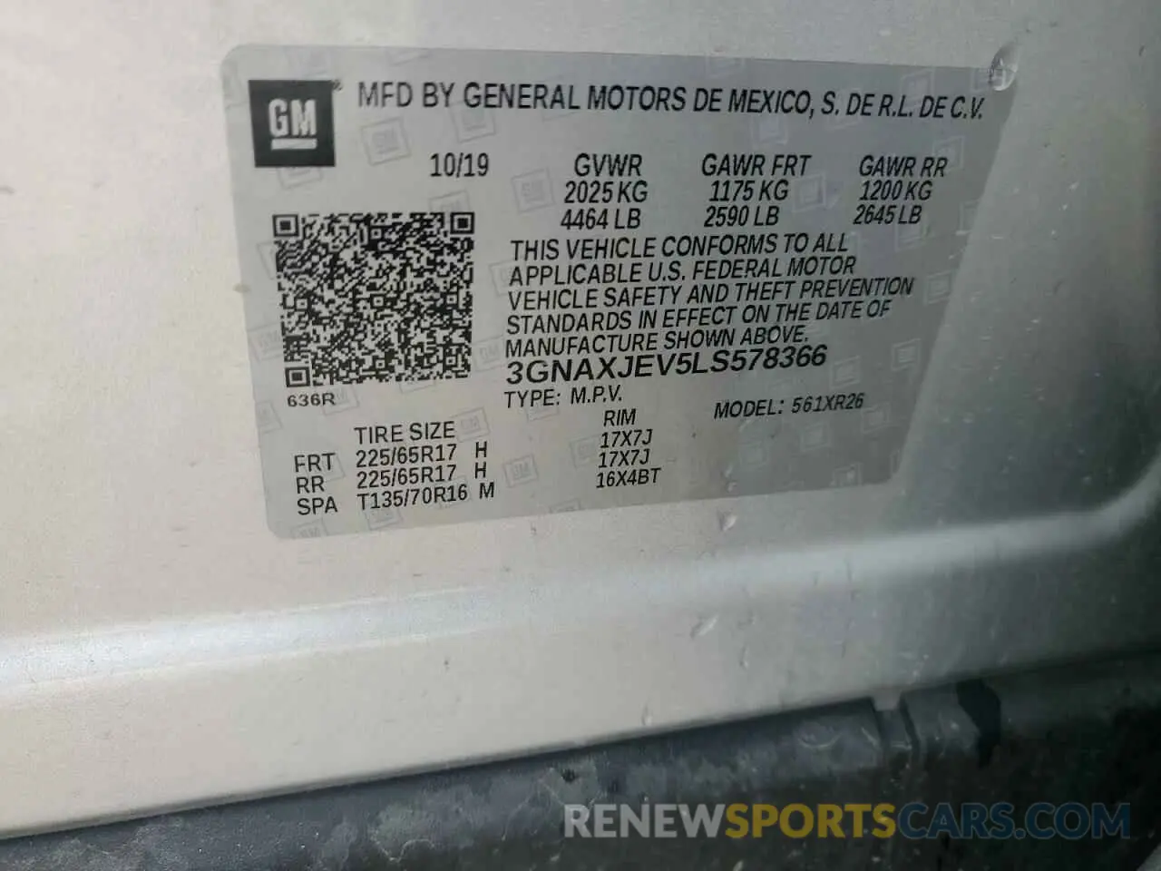 13 fotografías del automóvil dañado 3GNAXJEV5LS578366 CHEVROLET EQUINOX 2020