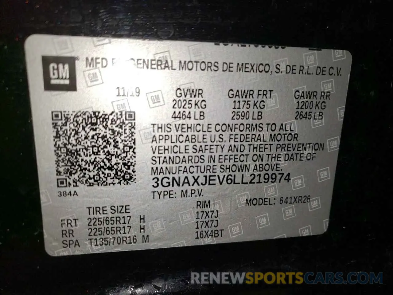 13 fotografías del automóvil dañado 3GNAXJEV6LL219974 CHEVROLET EQUINOX 2020
