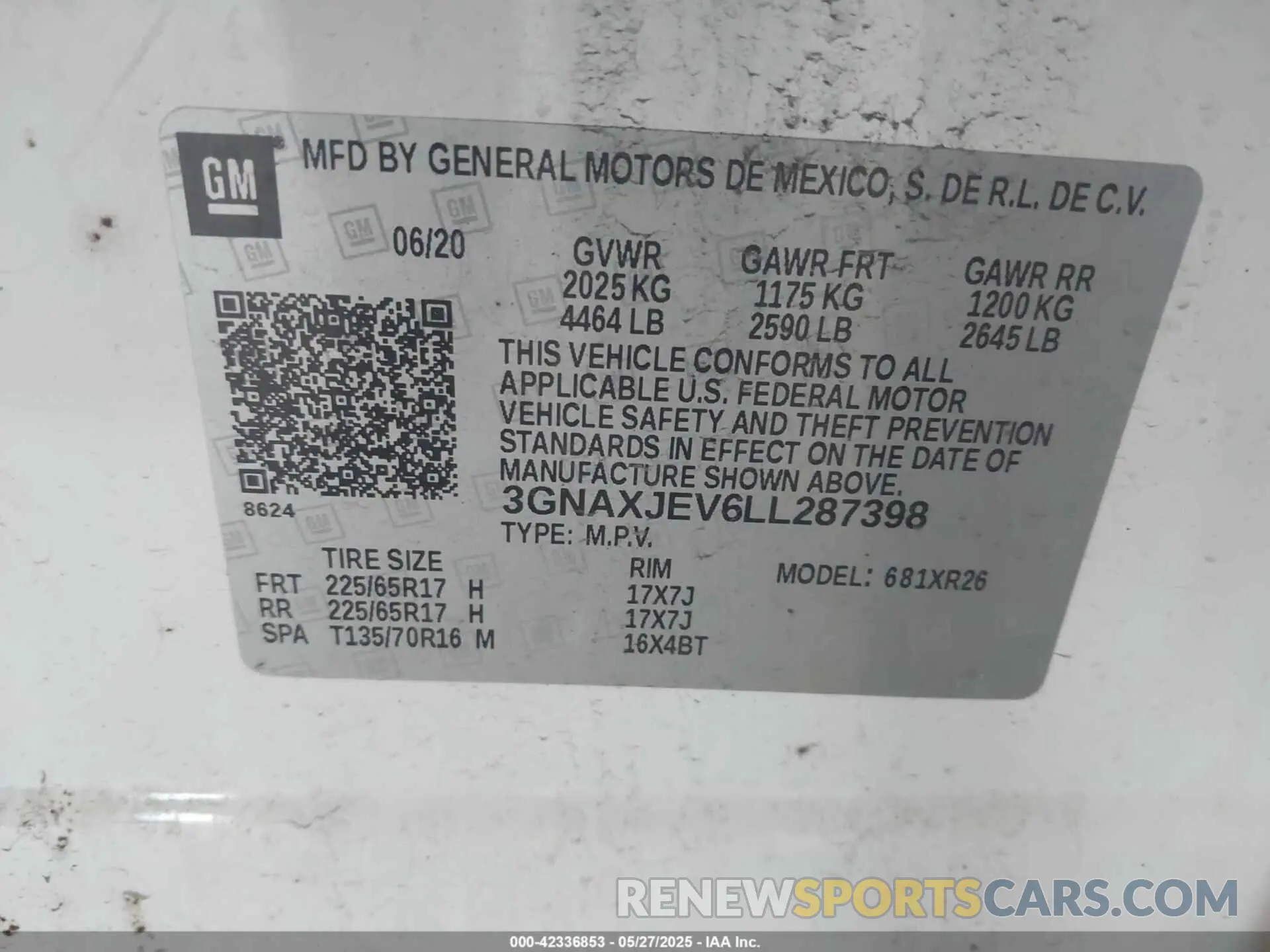9 fotografías del automóvil dañado 3GNAXJEV6LL287398 CHEVROLET EQUINOX 2020