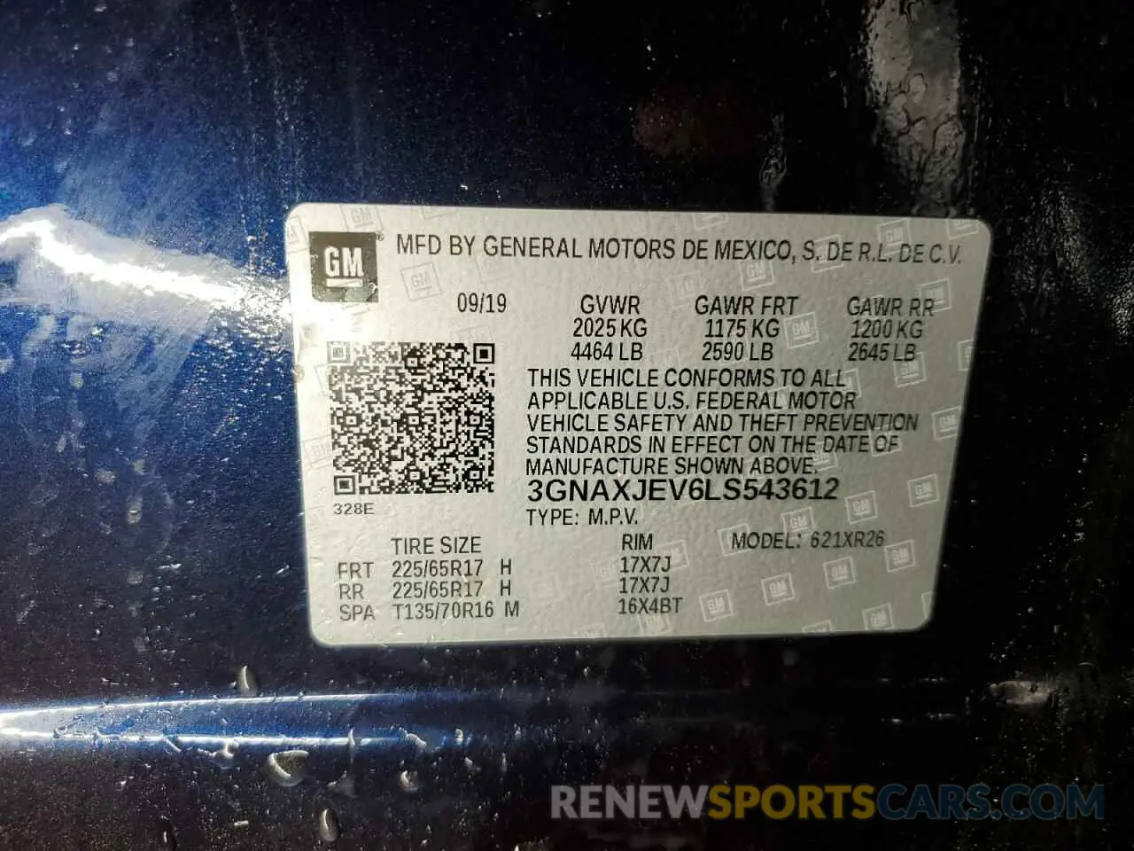 14 fotografías del automóvil dañado 3GNAXJEV6LS543612 CHEVROLET EQUINOX 2020