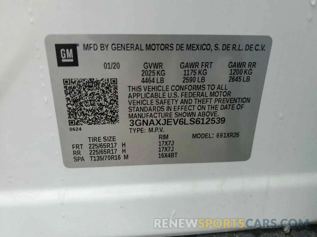 12 fotografías del automóvil dañado 3GNAXJEV6LS612539 CHEVROLET EQUINOX 2020
